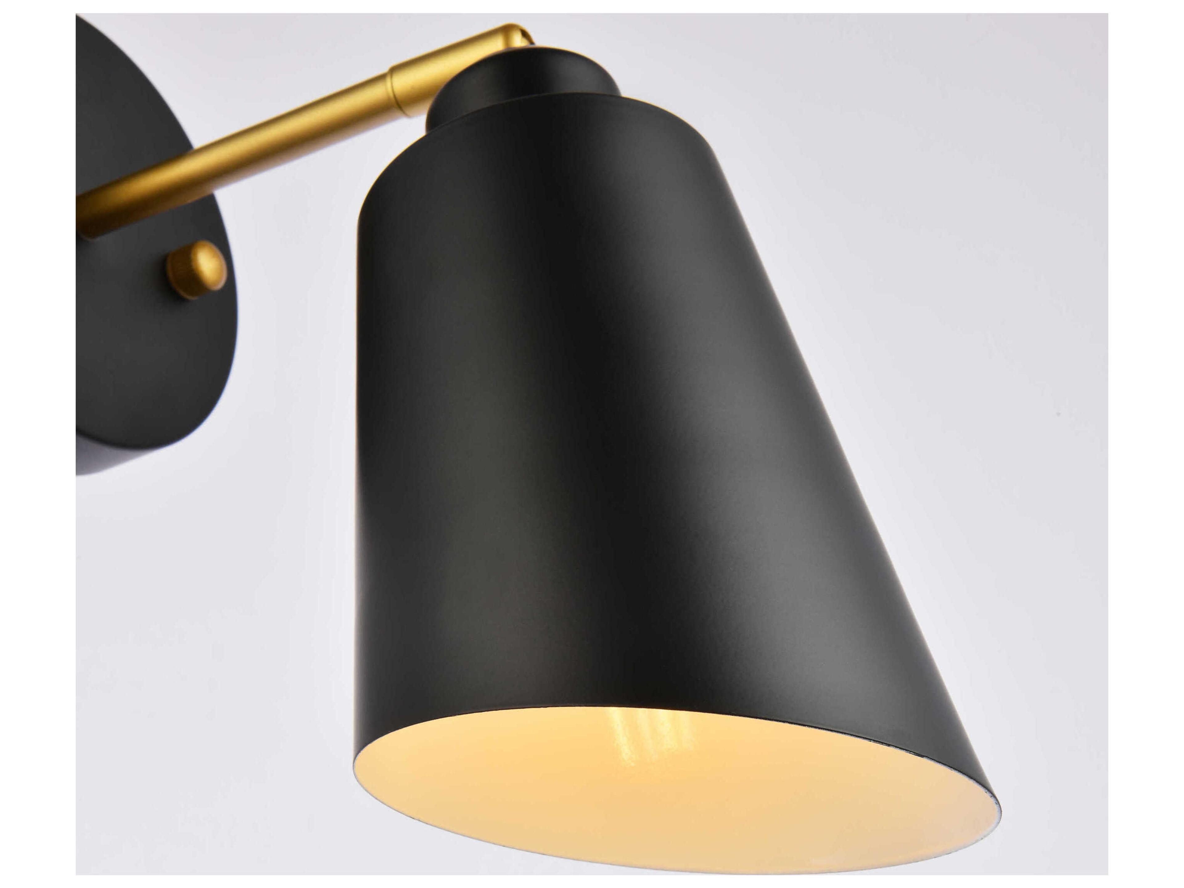 Elegant Lighting Halycon 1-Light Black And Brass Wall Sconce