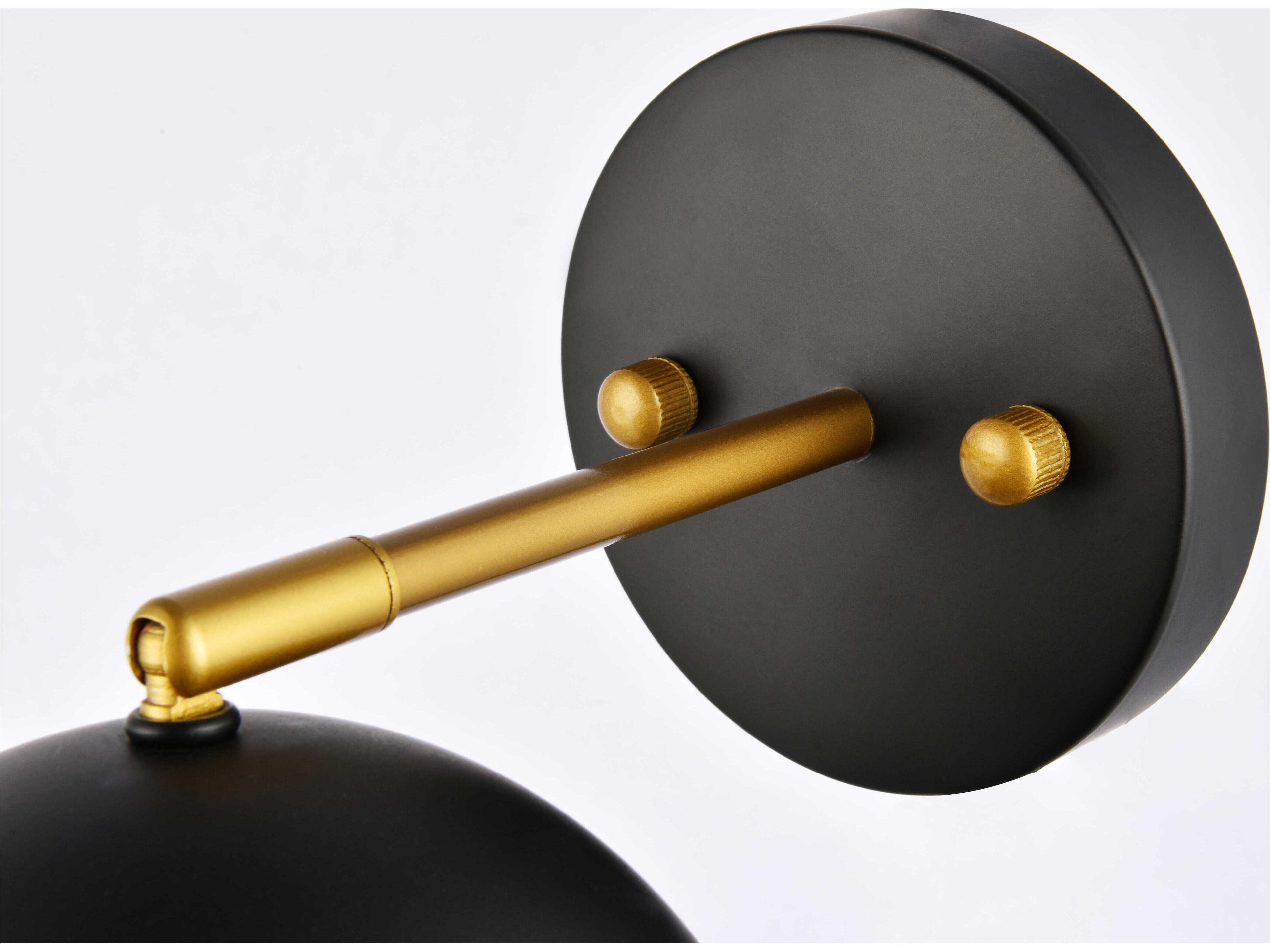 Elegant Lighting Othello 1-Light Black And Brass Wall Sconce