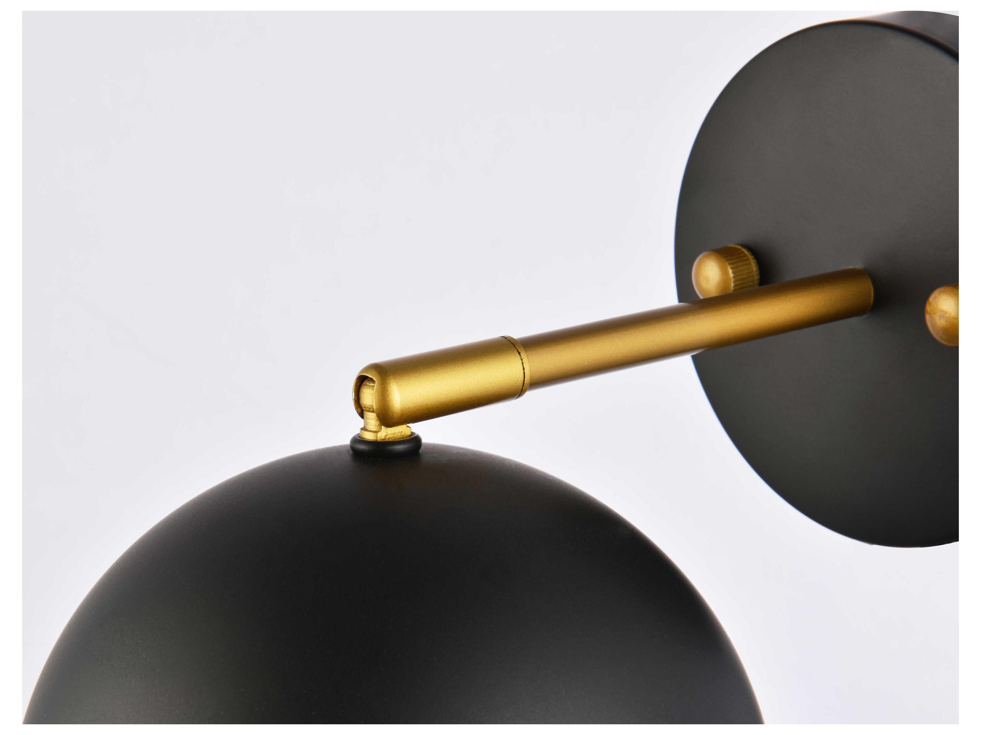 Elegant Lighting Othello 1-Light Black And Brass Wall Sconce