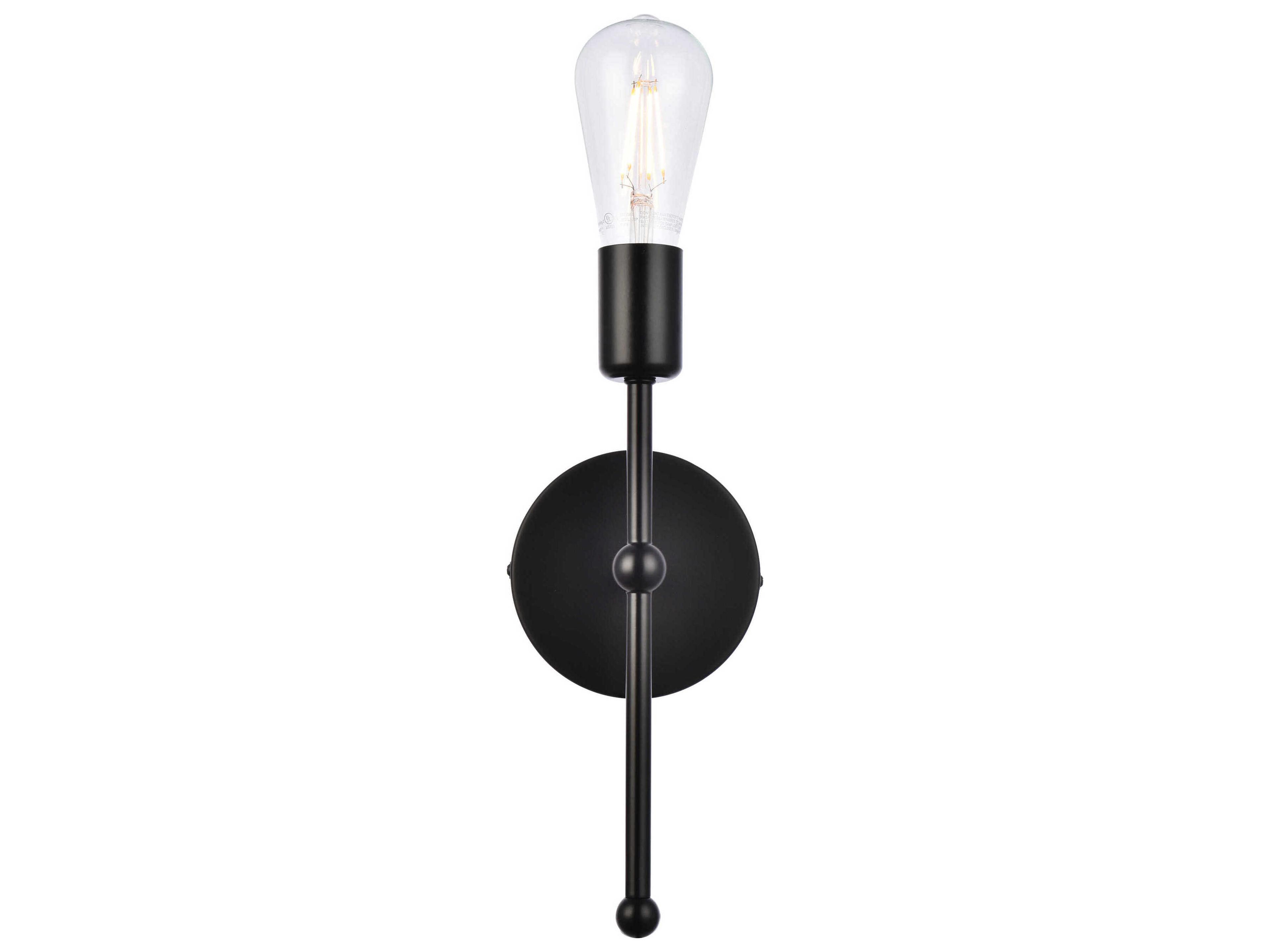 Elegant Lighting Keely 1-Light Black Wall Sconce