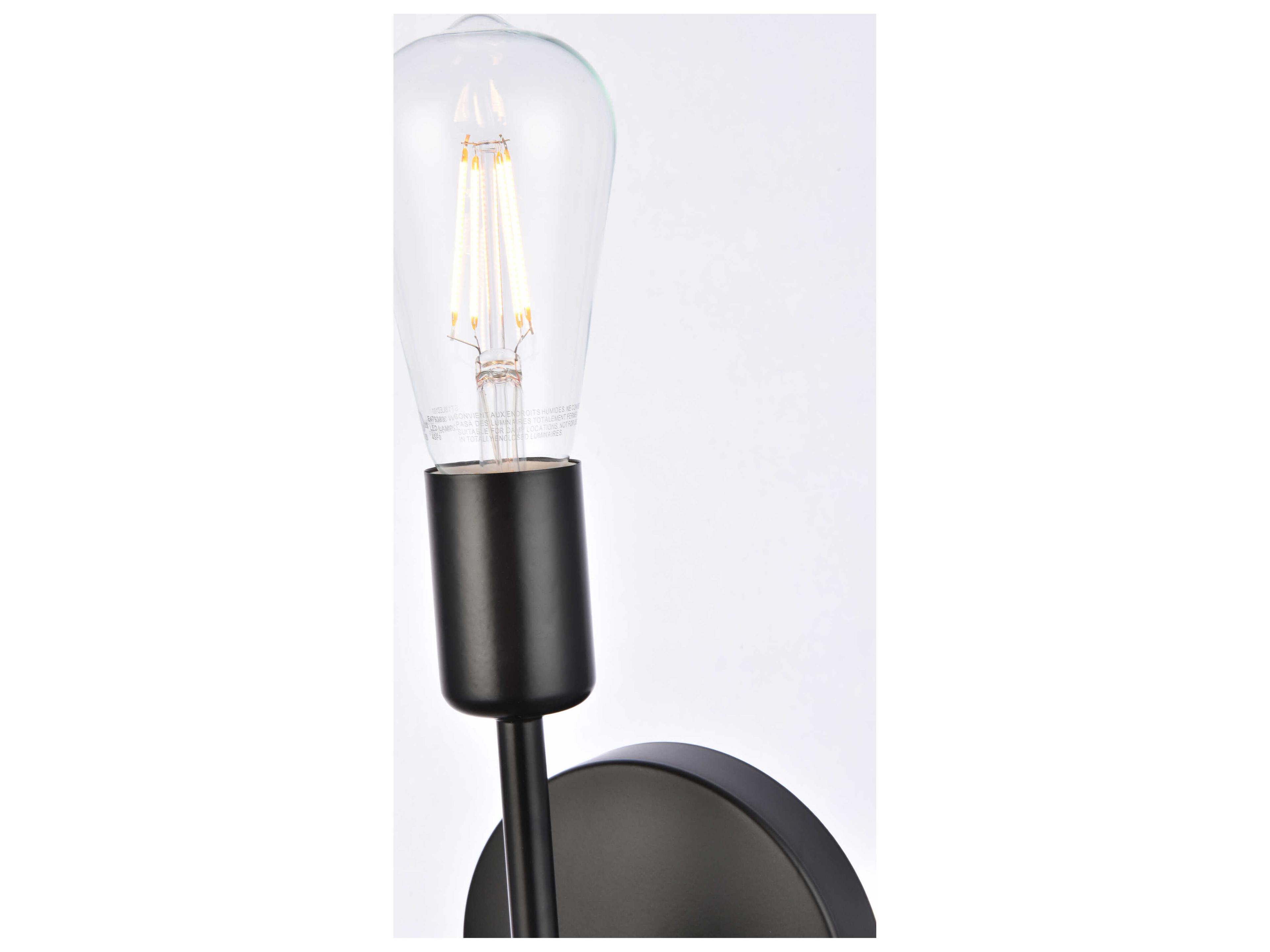 Elegant Lighting Keely 1-Light Black Wall Sconce