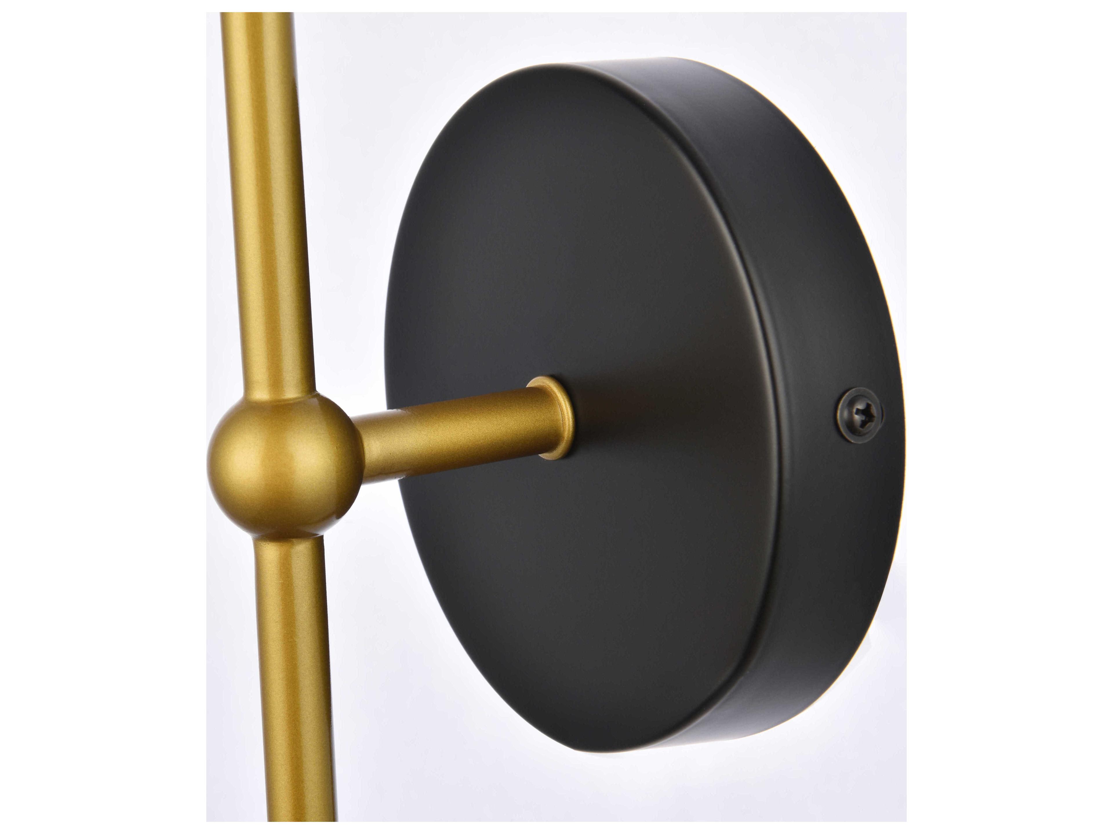 Elegant Lighting Keely 1-Light Black And Brass Wall Sconce