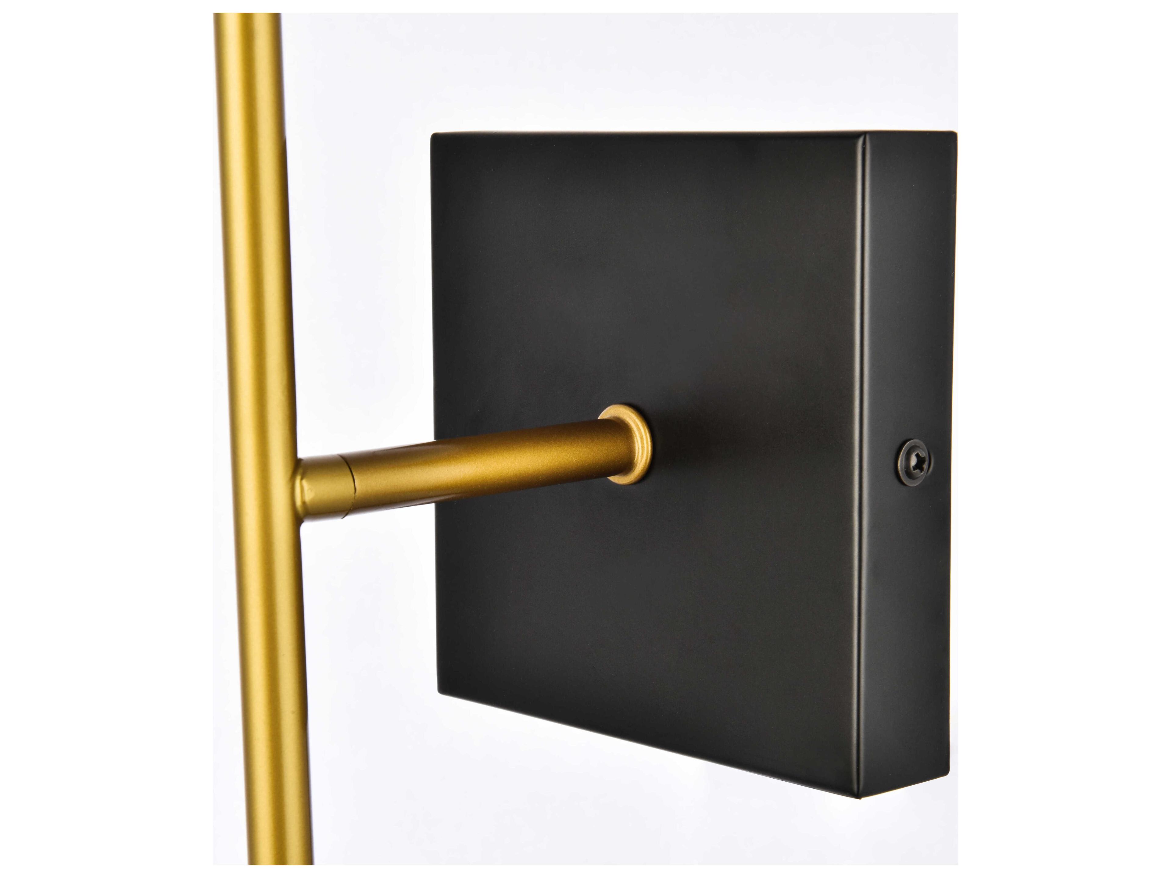 Elegant Lighting Neri 2-Light Black And Brass Clear Glass Wall Sconce