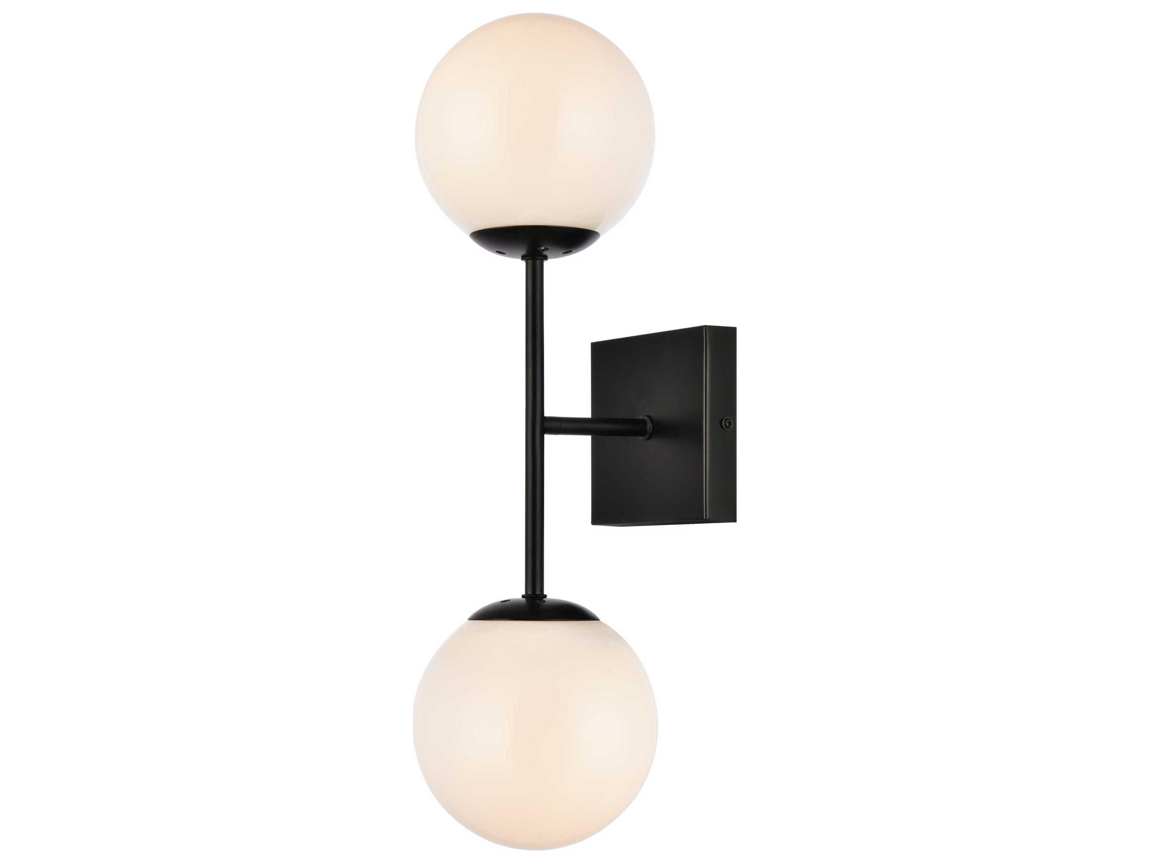 Elegant Lighting Neri 2-Light Black And White Glass Wall Sconce