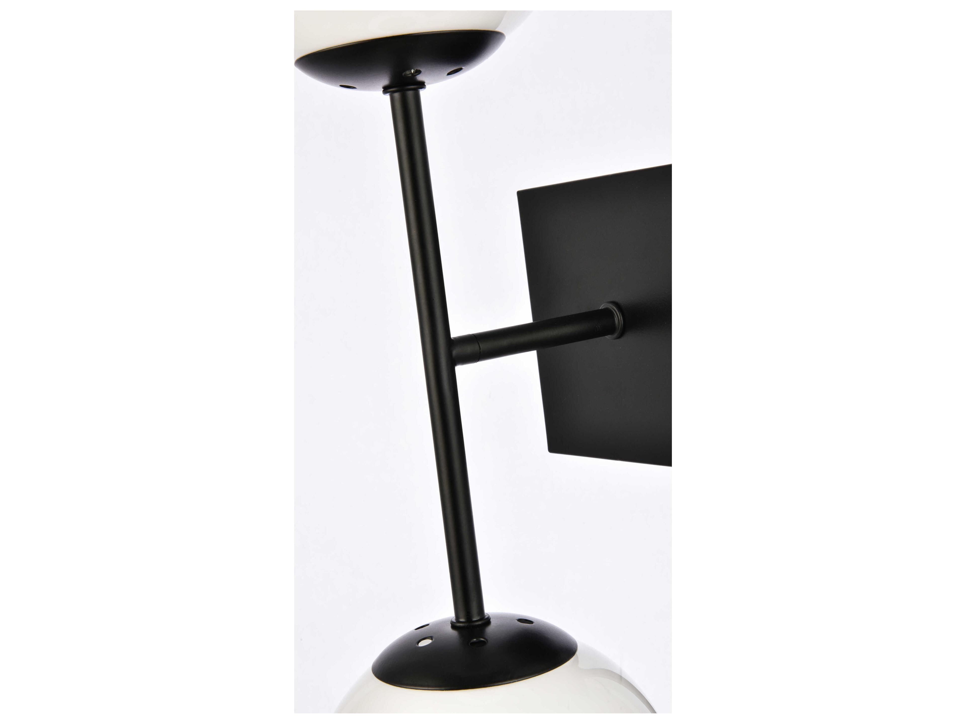 Elegant Lighting Neri 2-Light Black And White Glass Wall Sconce