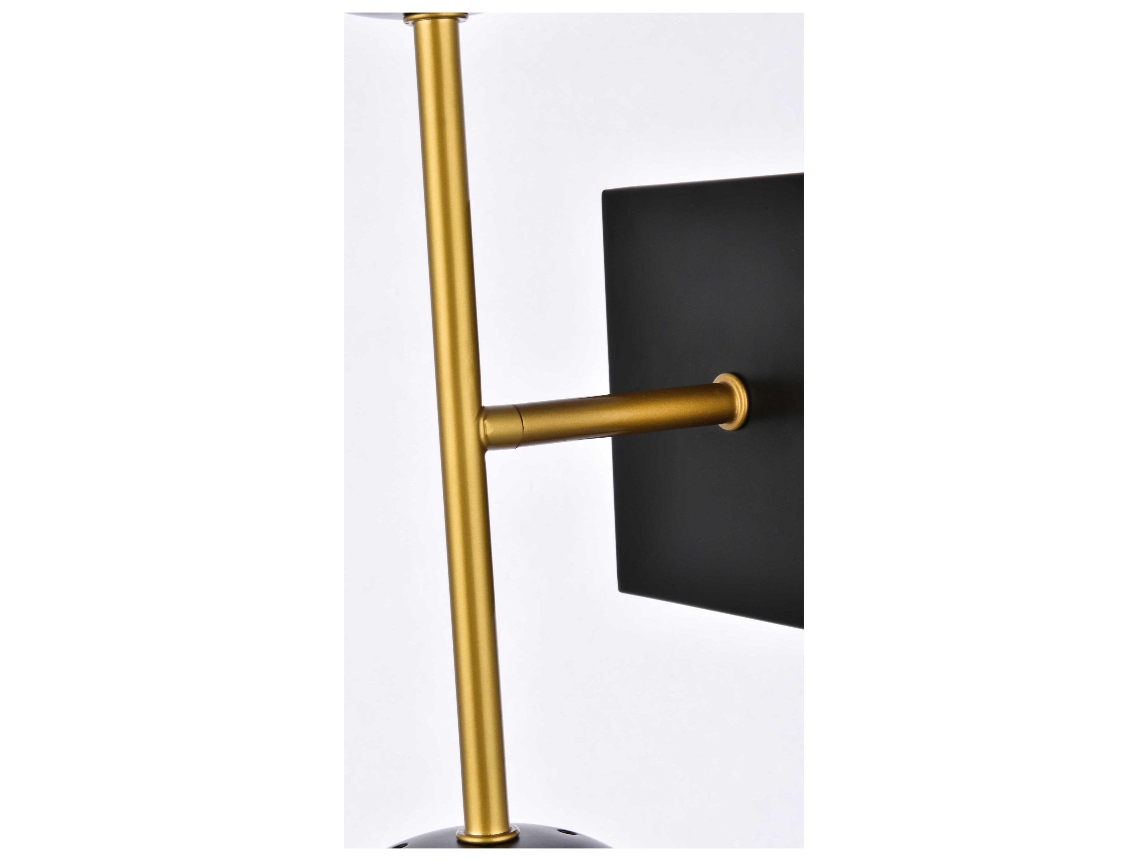 Elegant Lighting Neri 2-Light Black And Brass White Glass Wall Sconce