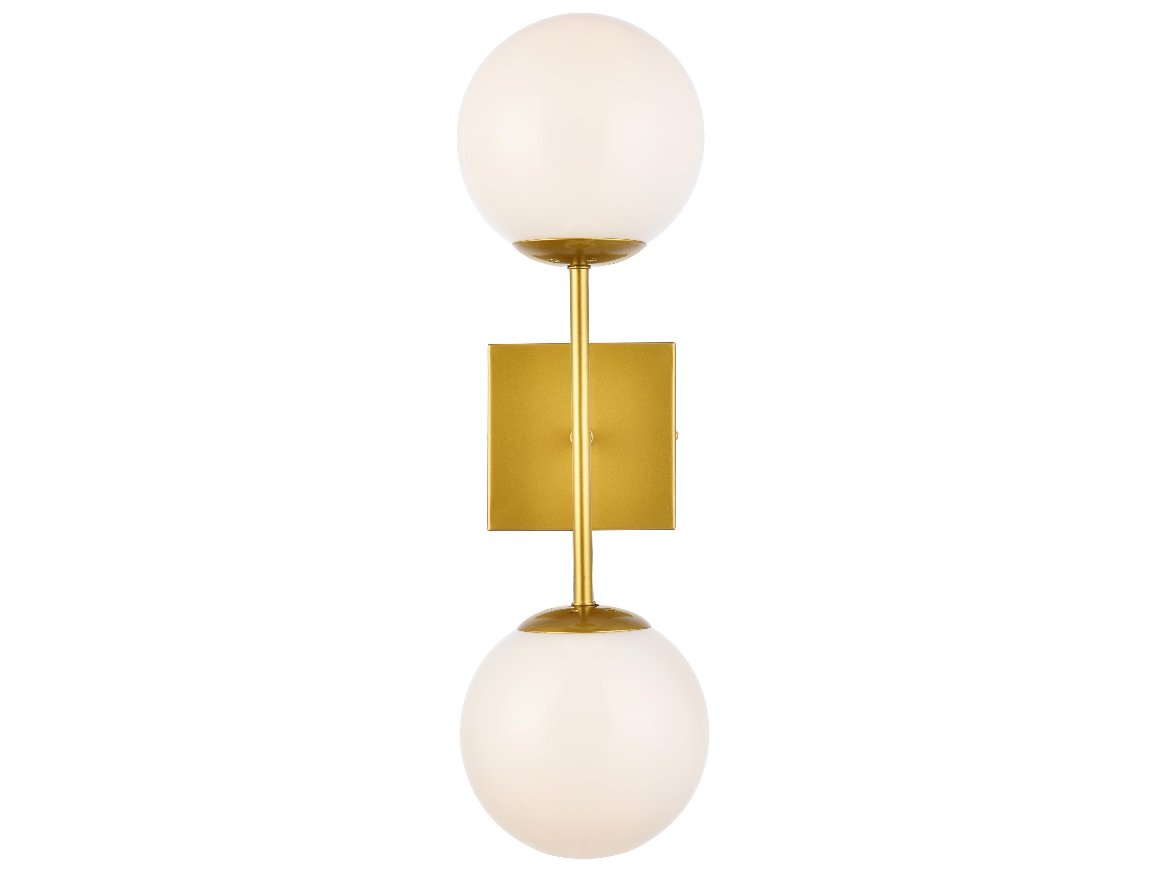 Neri 2-Light Brass And White Glass Wall Sconce