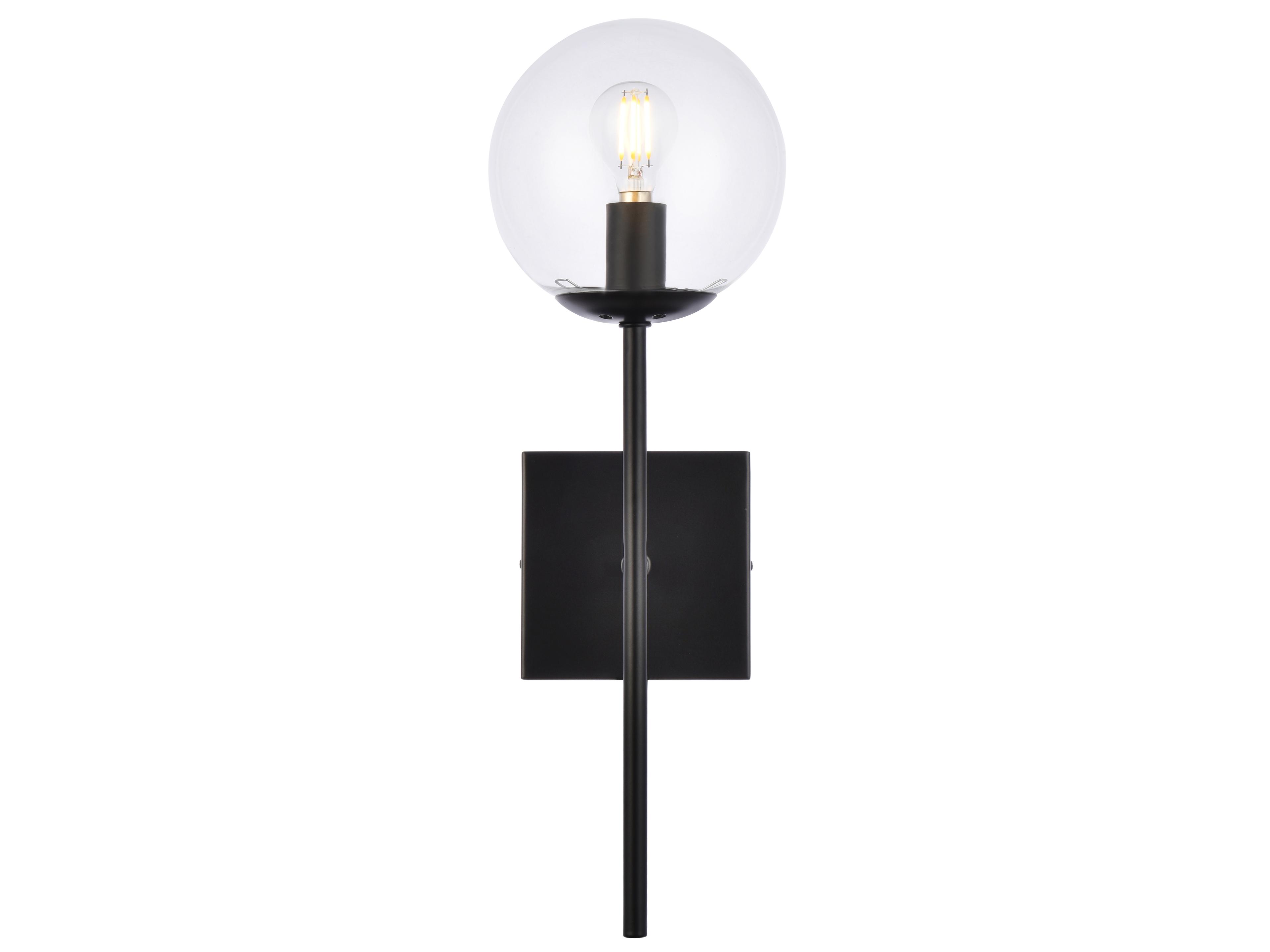 Neri 1-Light Black And Clear Glass Wall Sconce