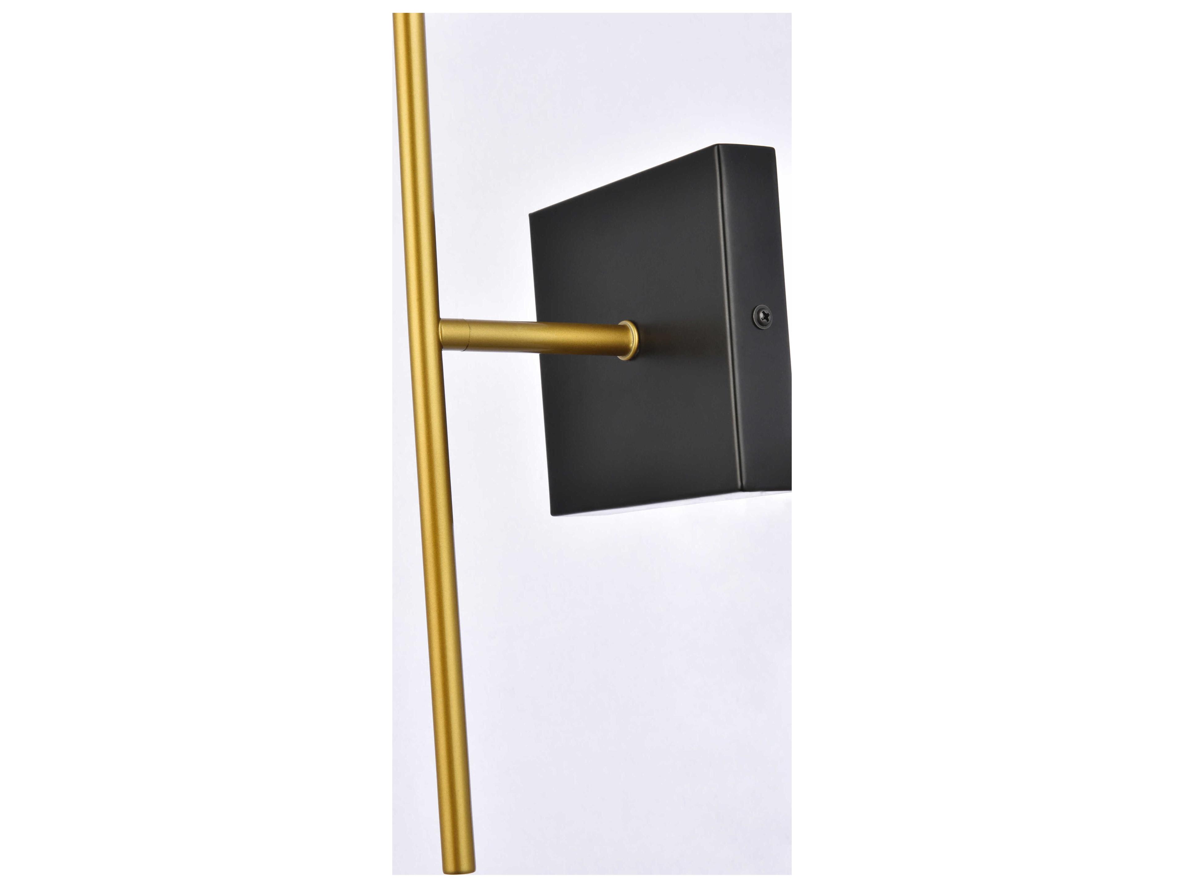 Elegant Lighting Neri 1-Light Black And Brass Clear Glass Wall Sconce