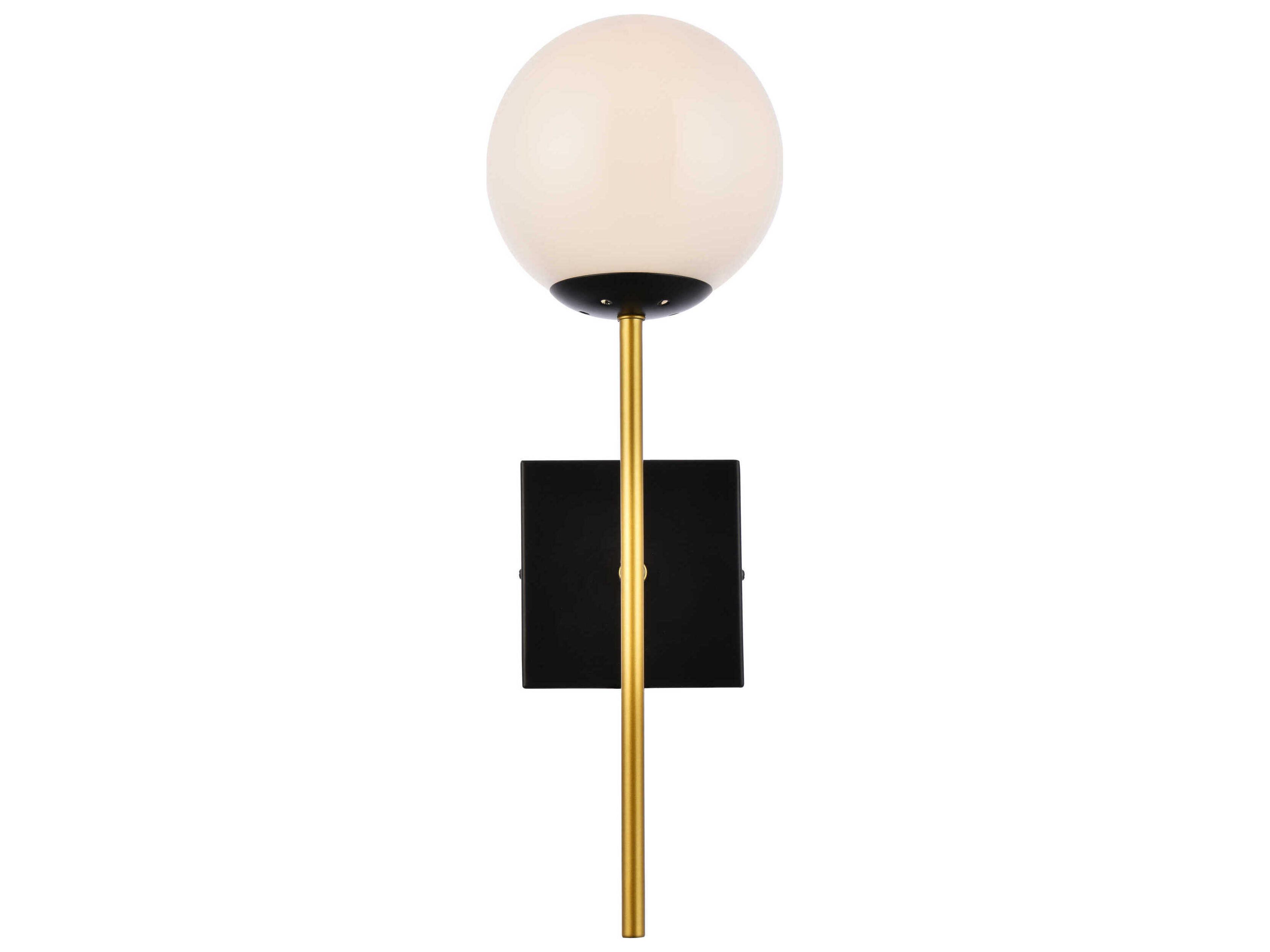 Neri 1-Light Black And Brass White Glass Wall Sconce