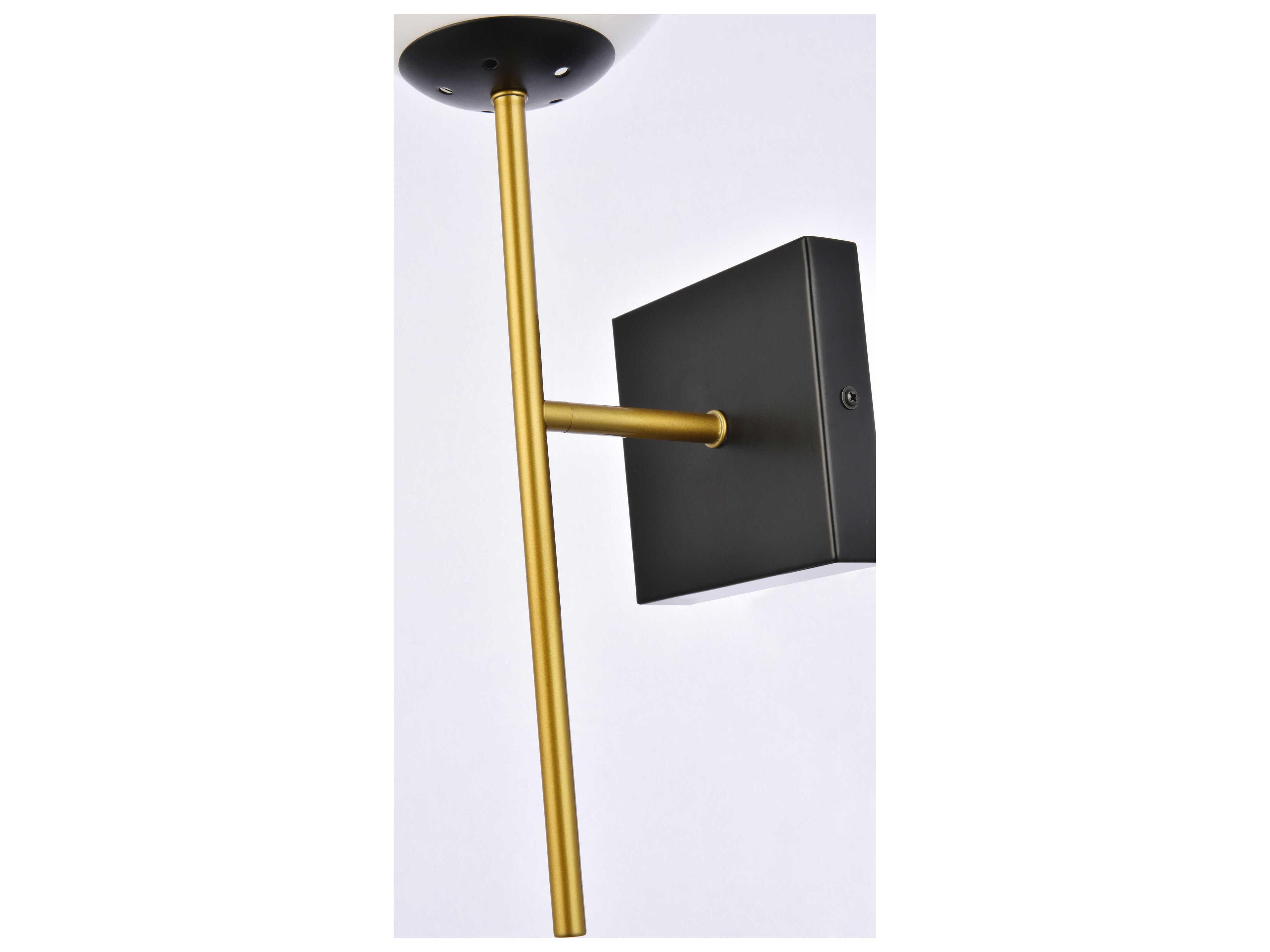 Elegant Lighting Neri 1-Light Black And Brass White Glass Wall Sconce