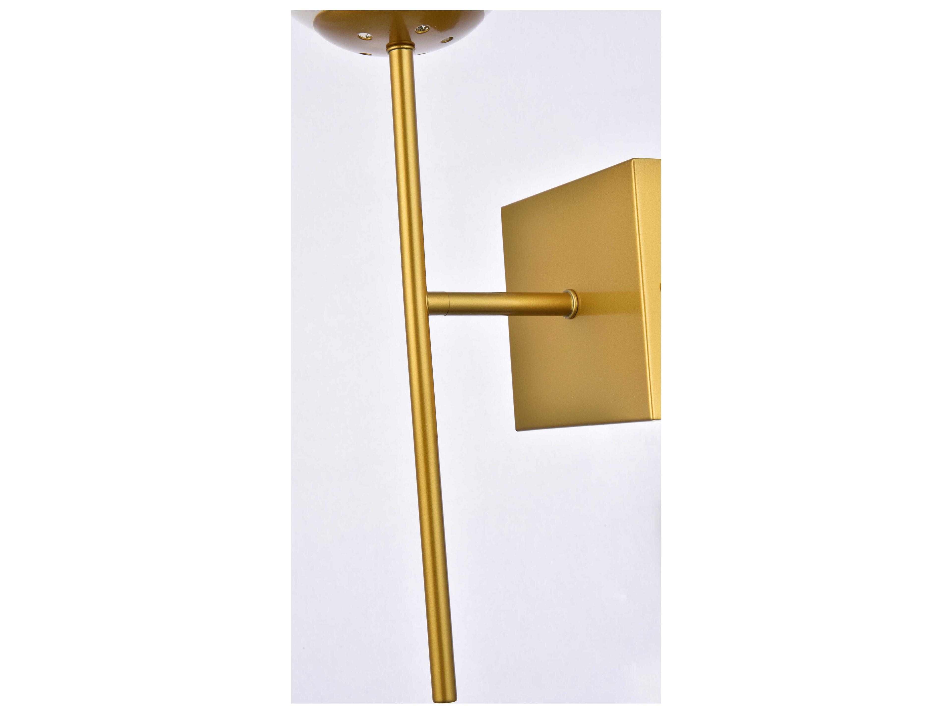 Elegant Lighting Neri 1-Light Brass And White Glass Wall Sconce
