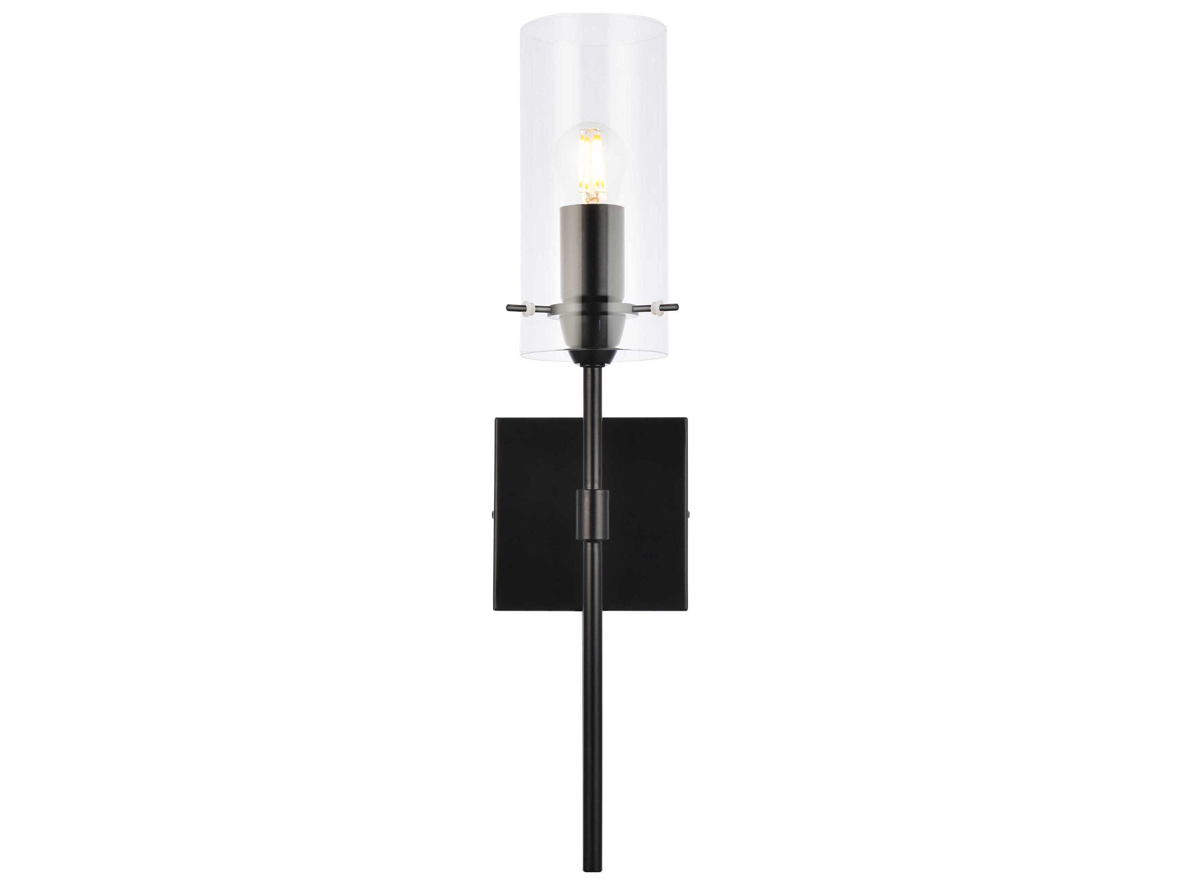 Elsreth 1-Light Black And Clear Glass Wall Sconce