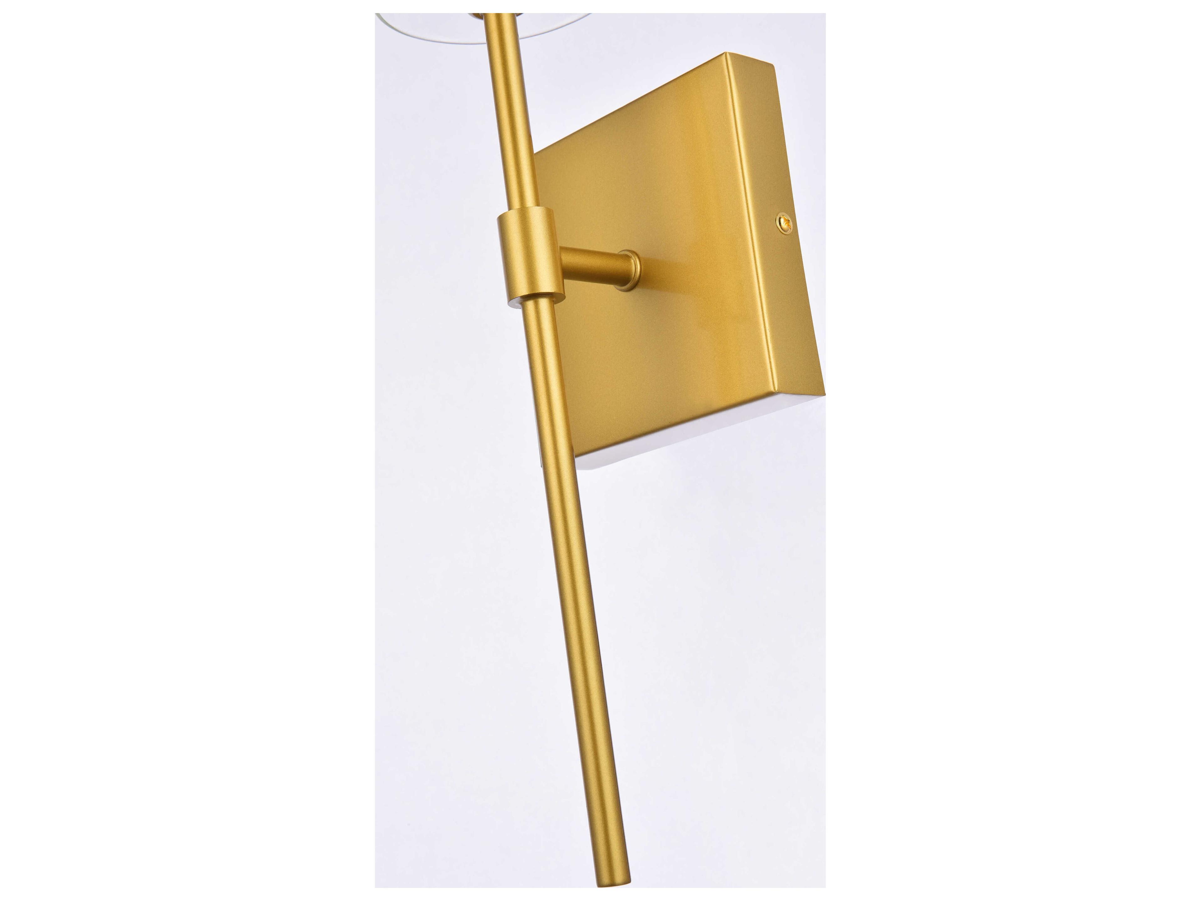 Elegant Lighting Elsreth 1-Light Brass And Clear Glass Wall Sconce