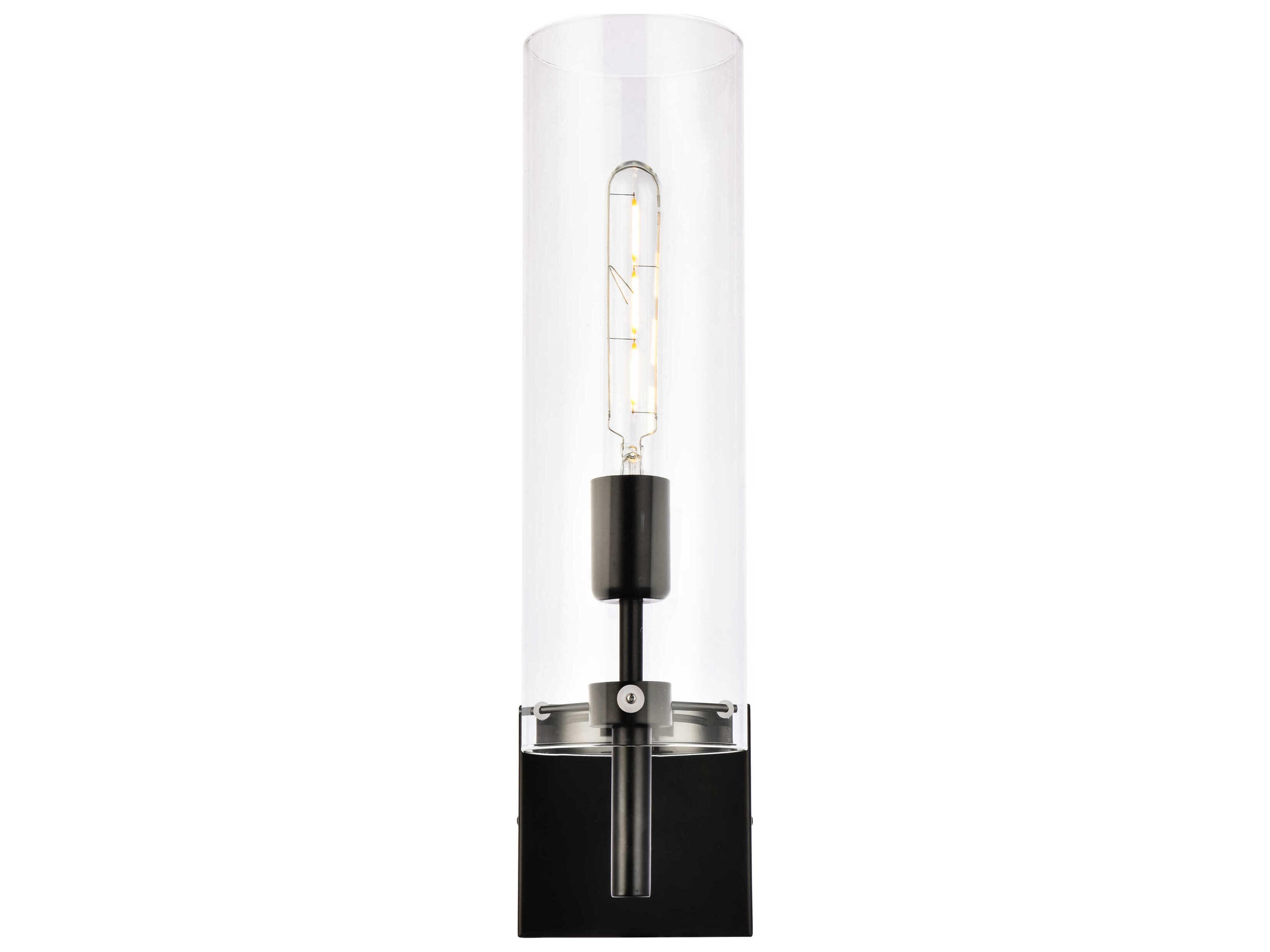 Elegant Lighting Savant 1-Light Black And Clear Glass Wall Sconce