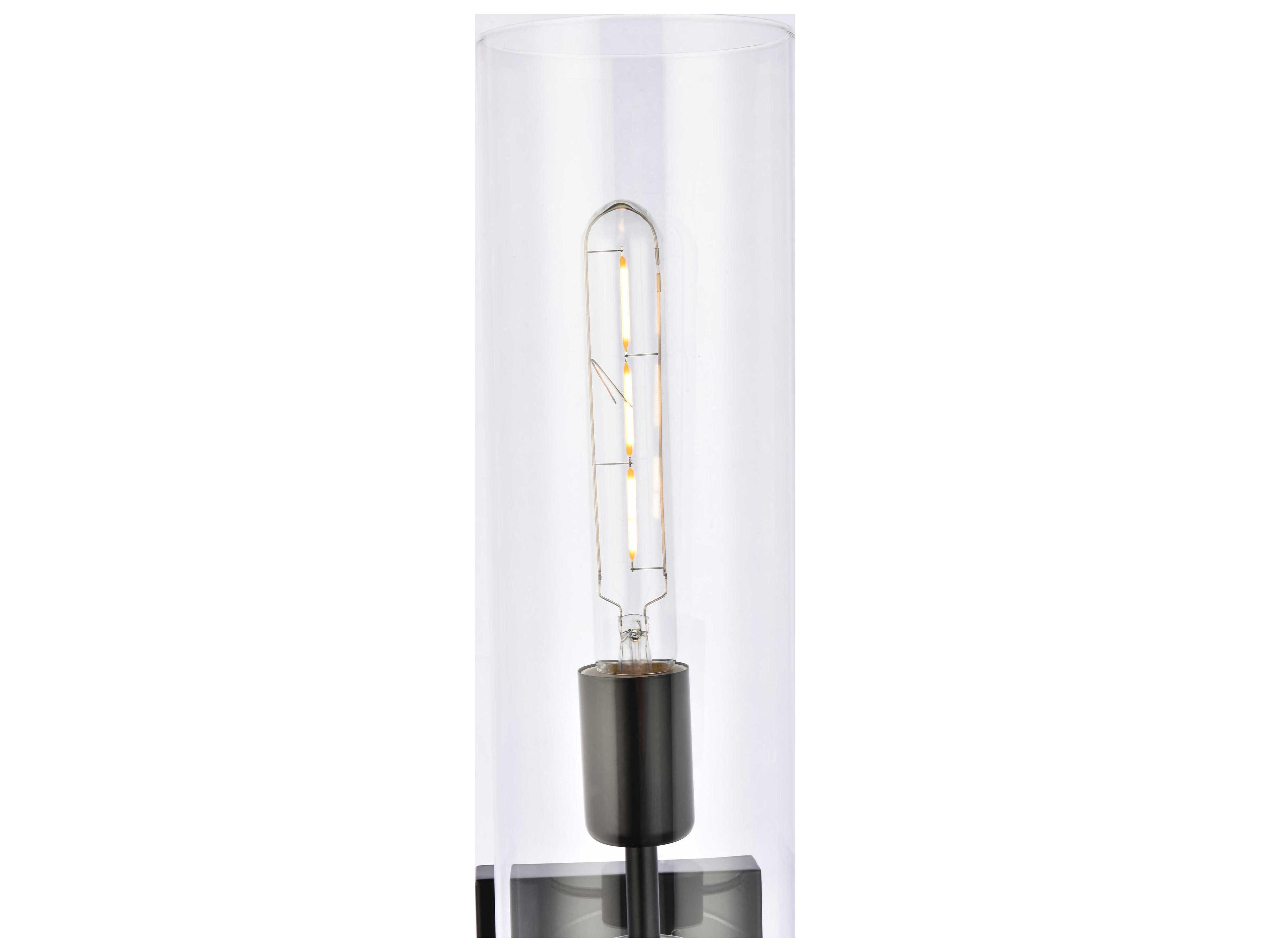 Elegant Lighting Savant 1-Light Black And Clear Glass Wall Sconce