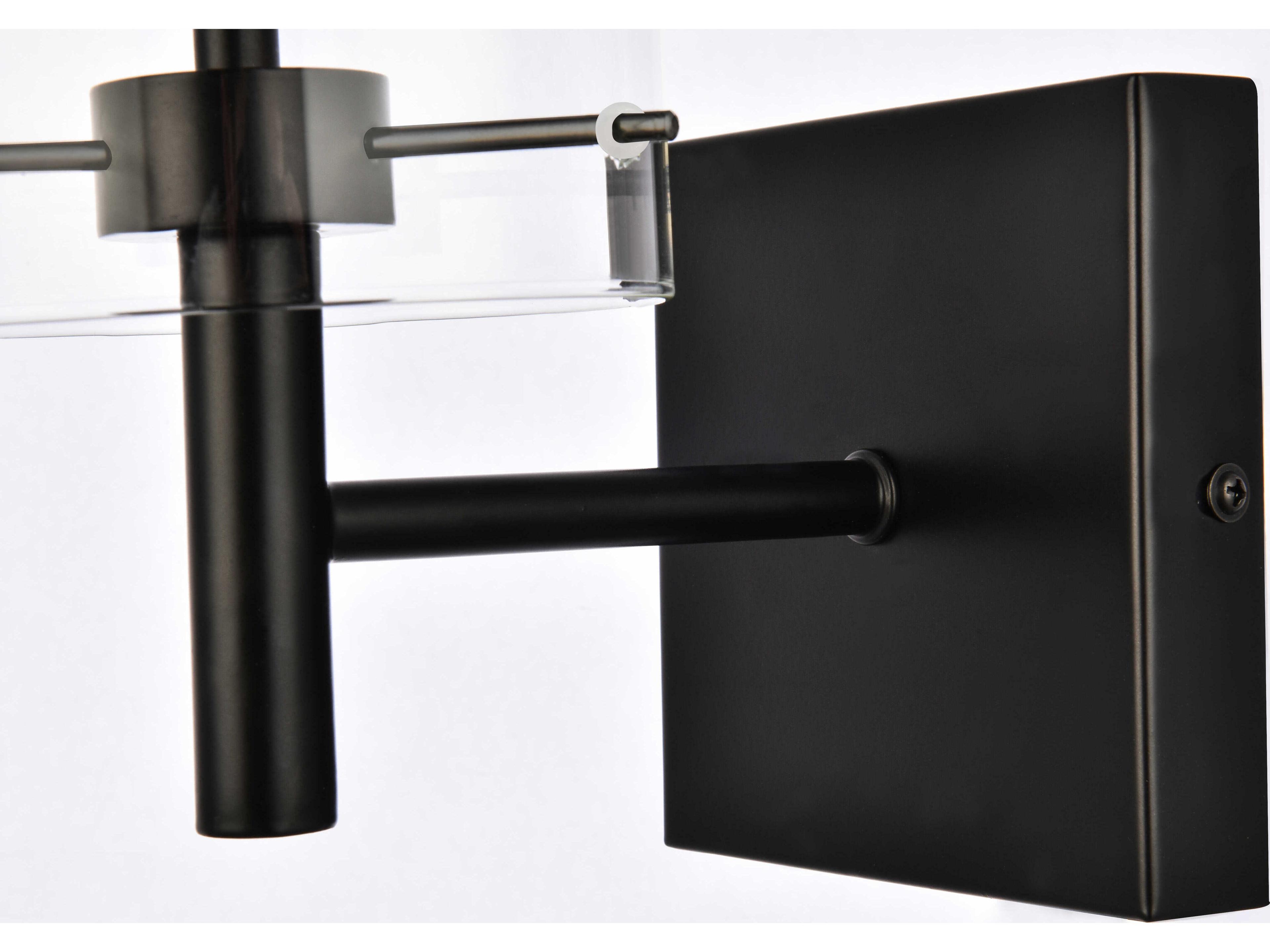 Elegant Lighting Savant 1-Light Black And Clear Glass Wall Sconce