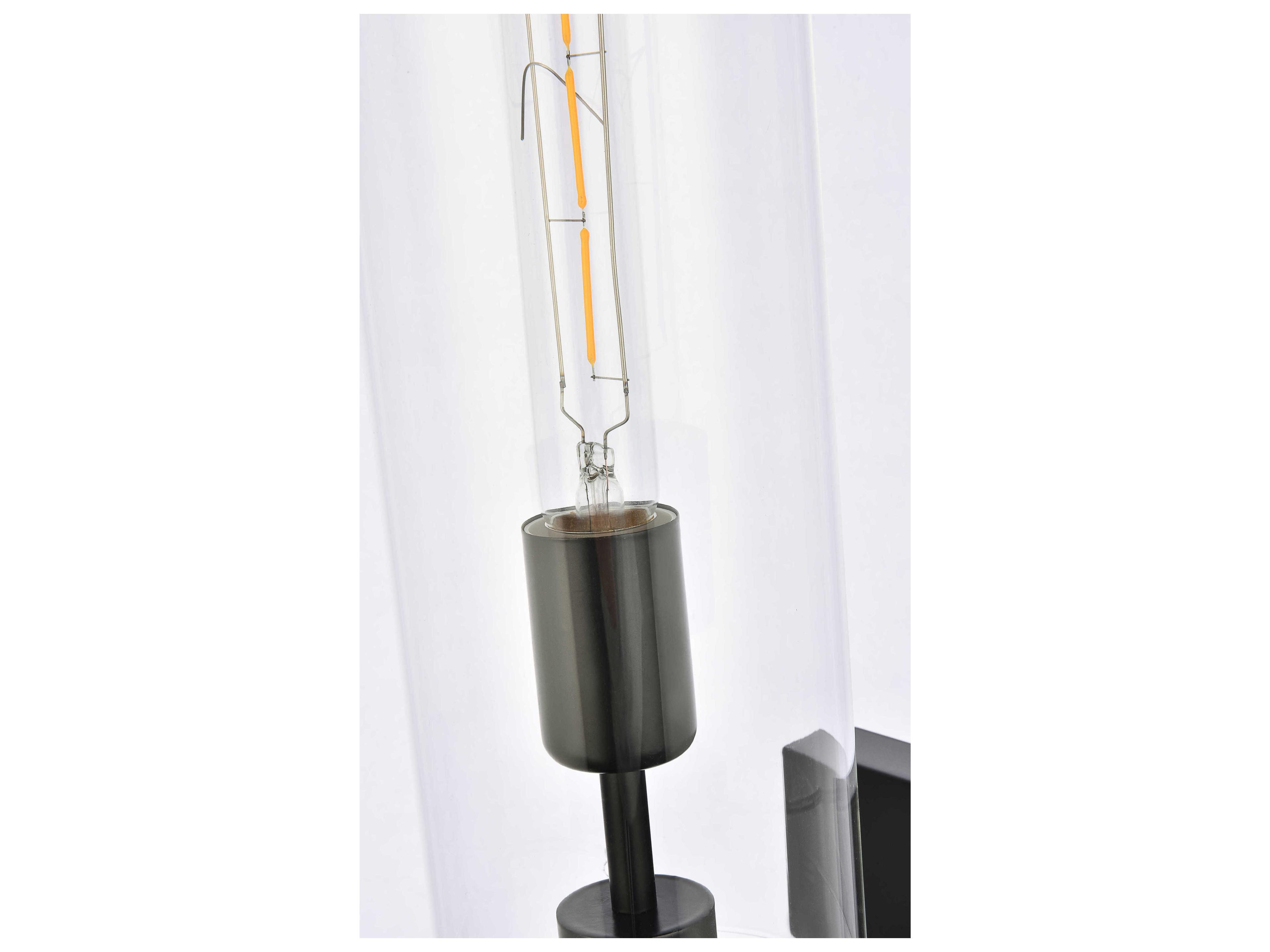 Elegant Lighting Savant 1-Light Black And Clear Glass Wall Sconce