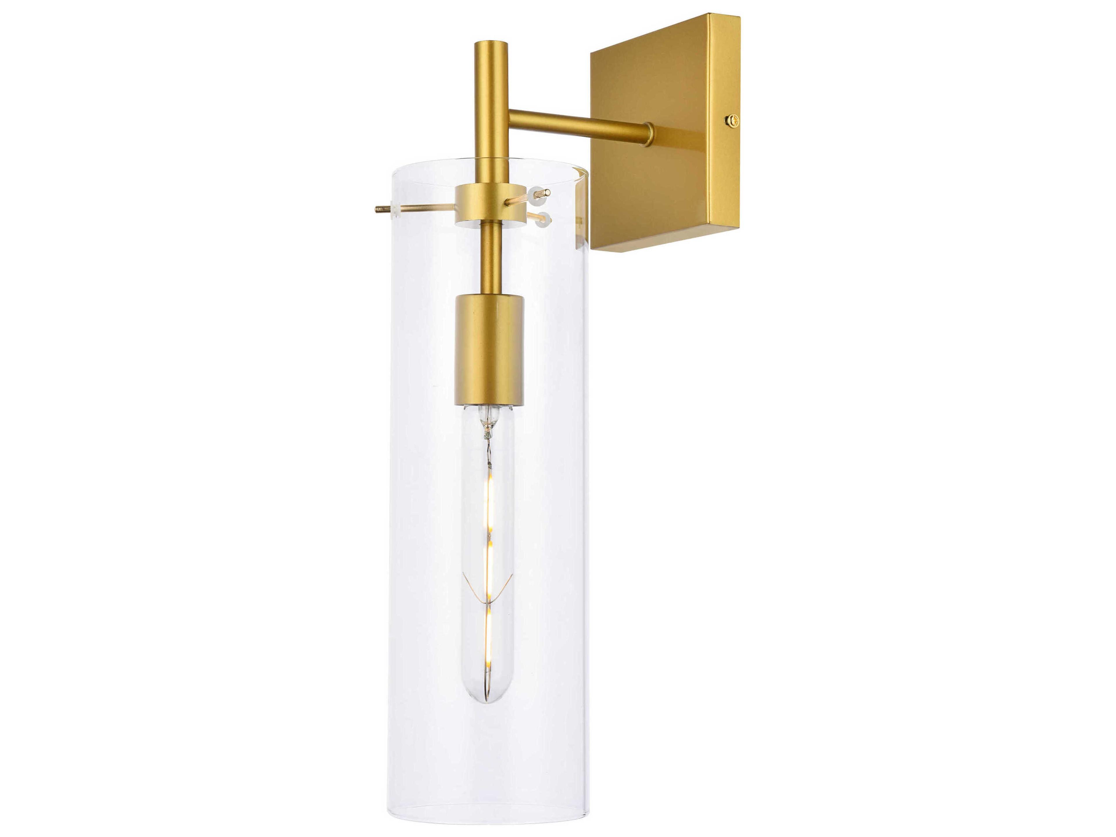 Elegant Lighting Savant 1-Light Brass And Clear Glass Wall Sconce