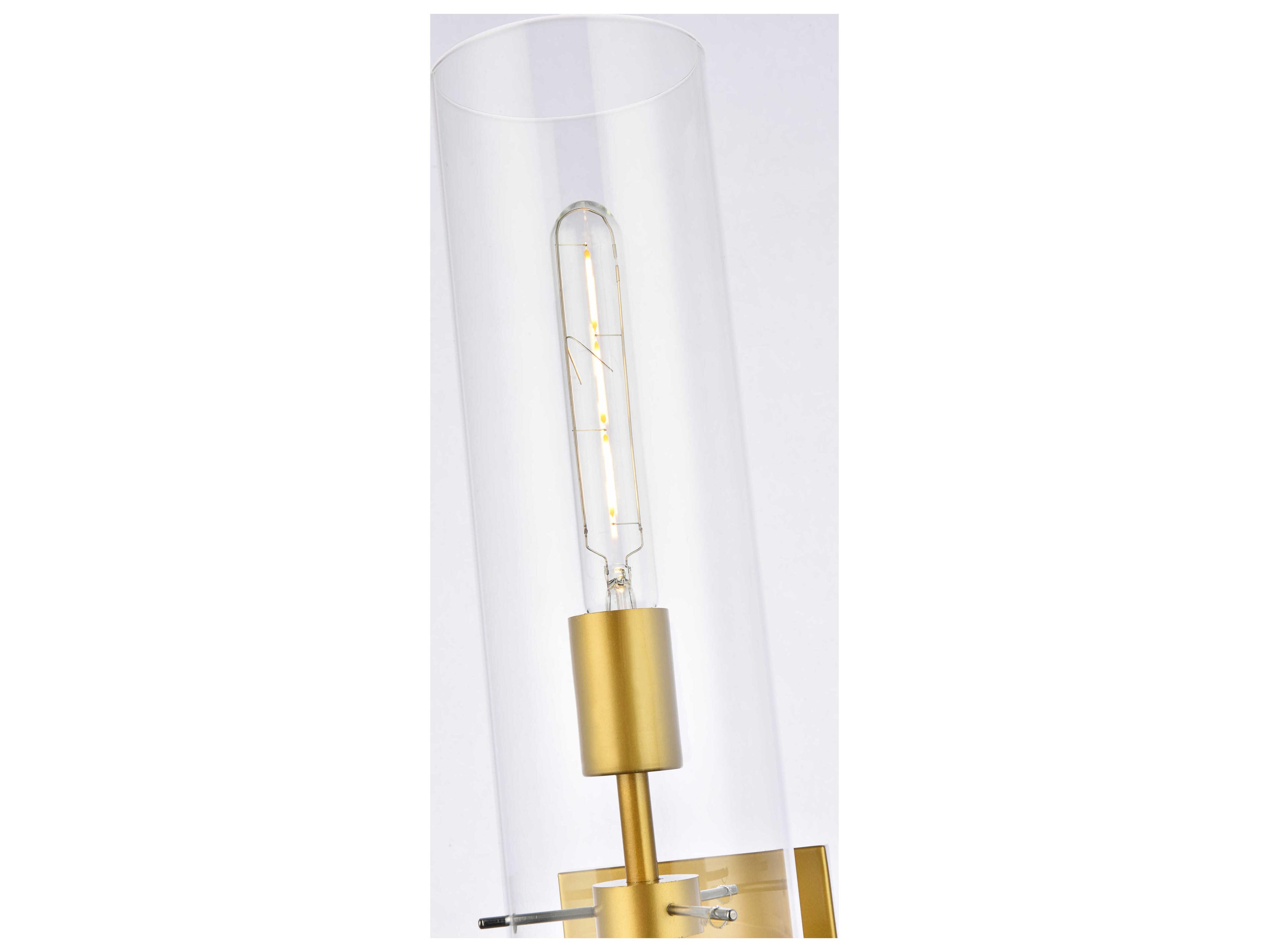 Elegant Lighting Savant 1-Light Brass And Clear Glass Wall Sconce