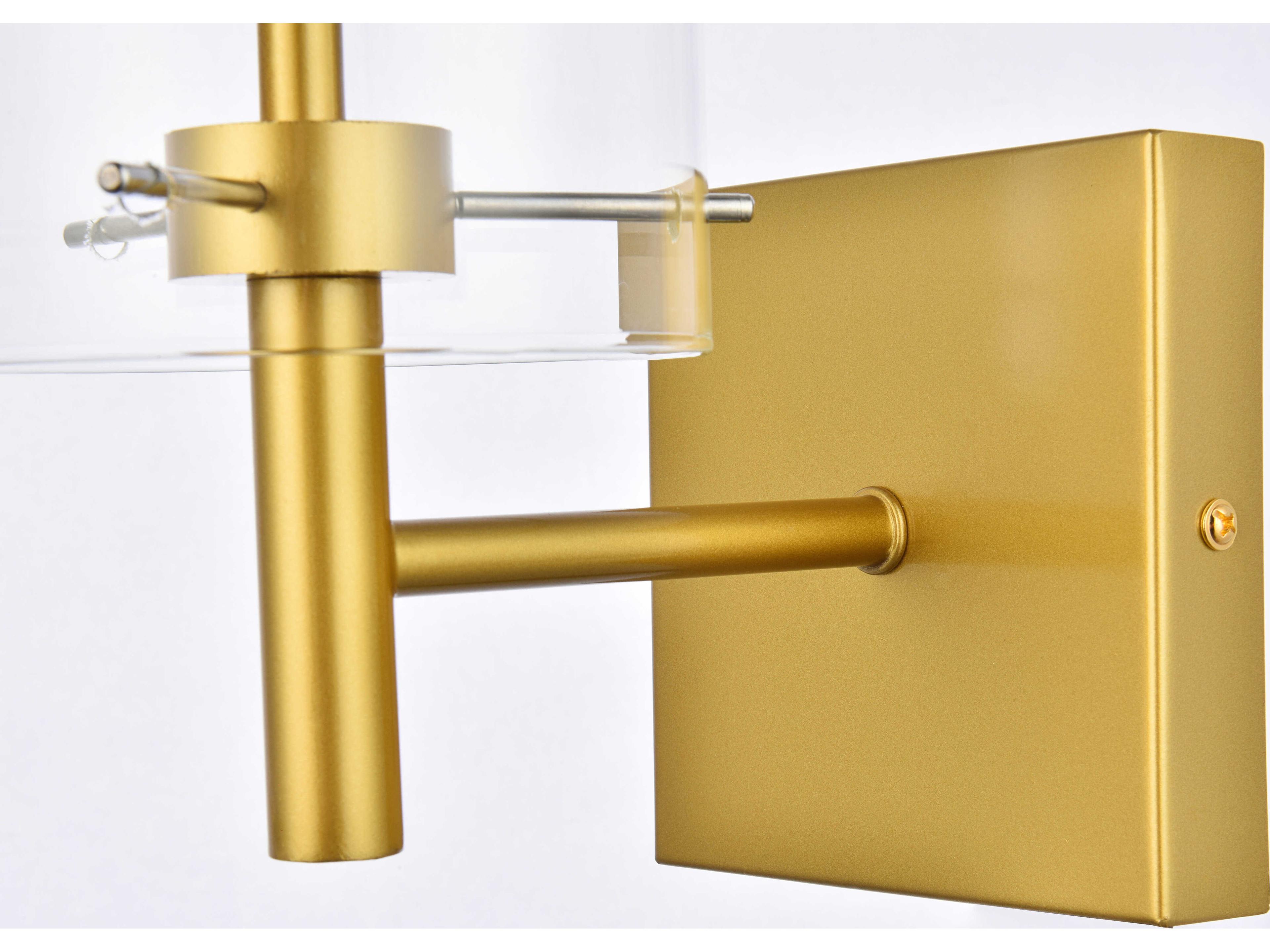 Elegant Lighting Savant 1-Light Brass And Clear Glass Wall Sconce