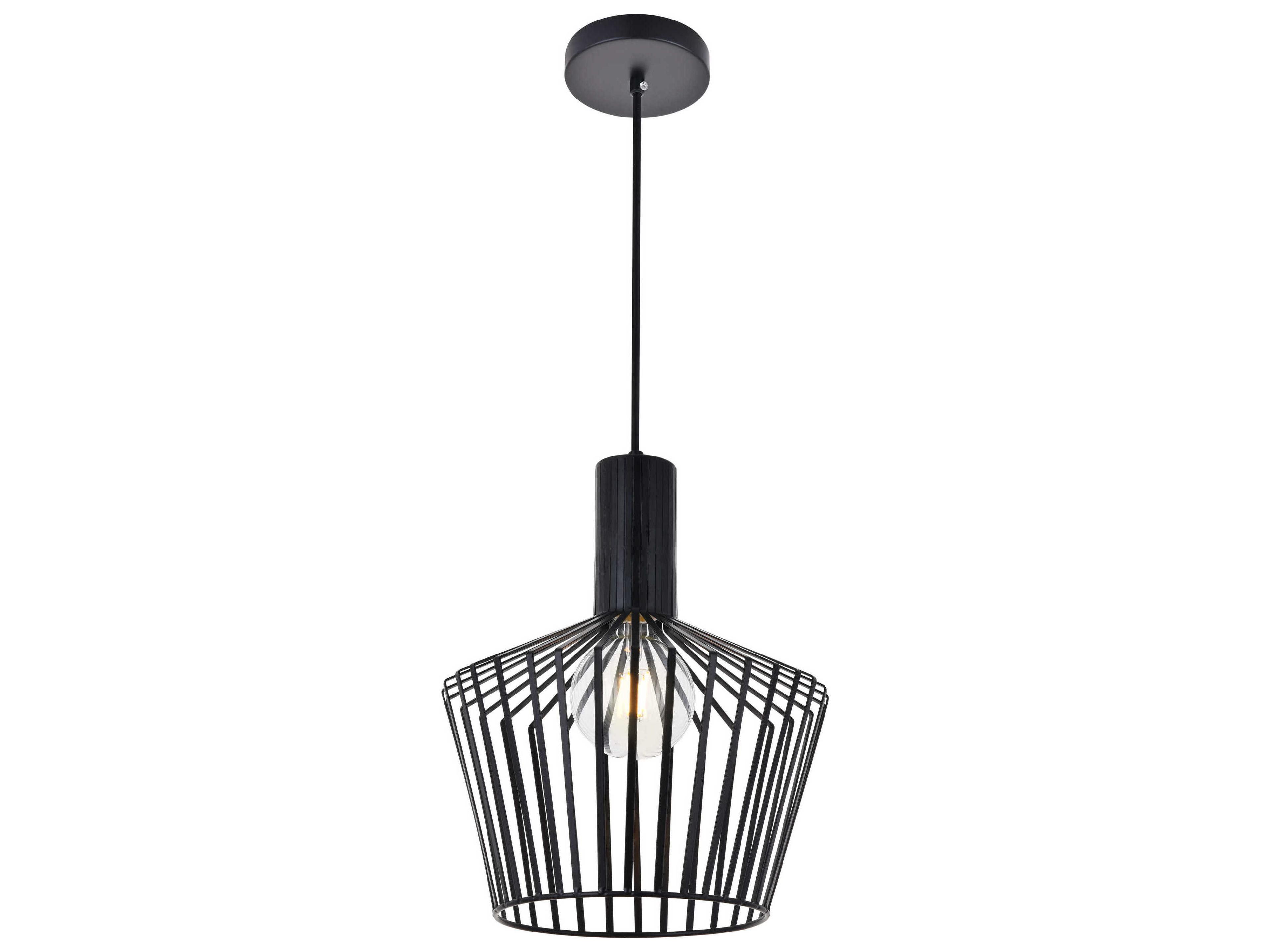 Elegant Lighting Ronnie 1-Light Black Geometric Mini Pendant