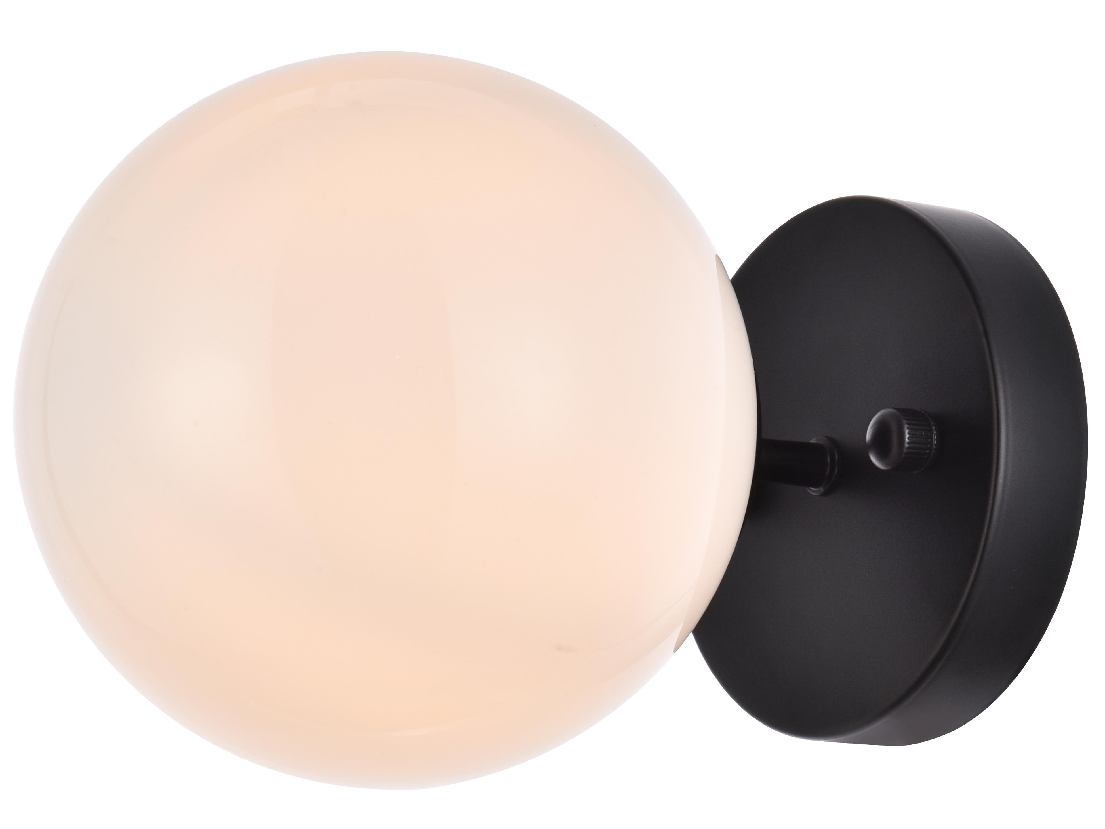 Mimi 1-Light Black And Frosted White Glass Wall Sconce