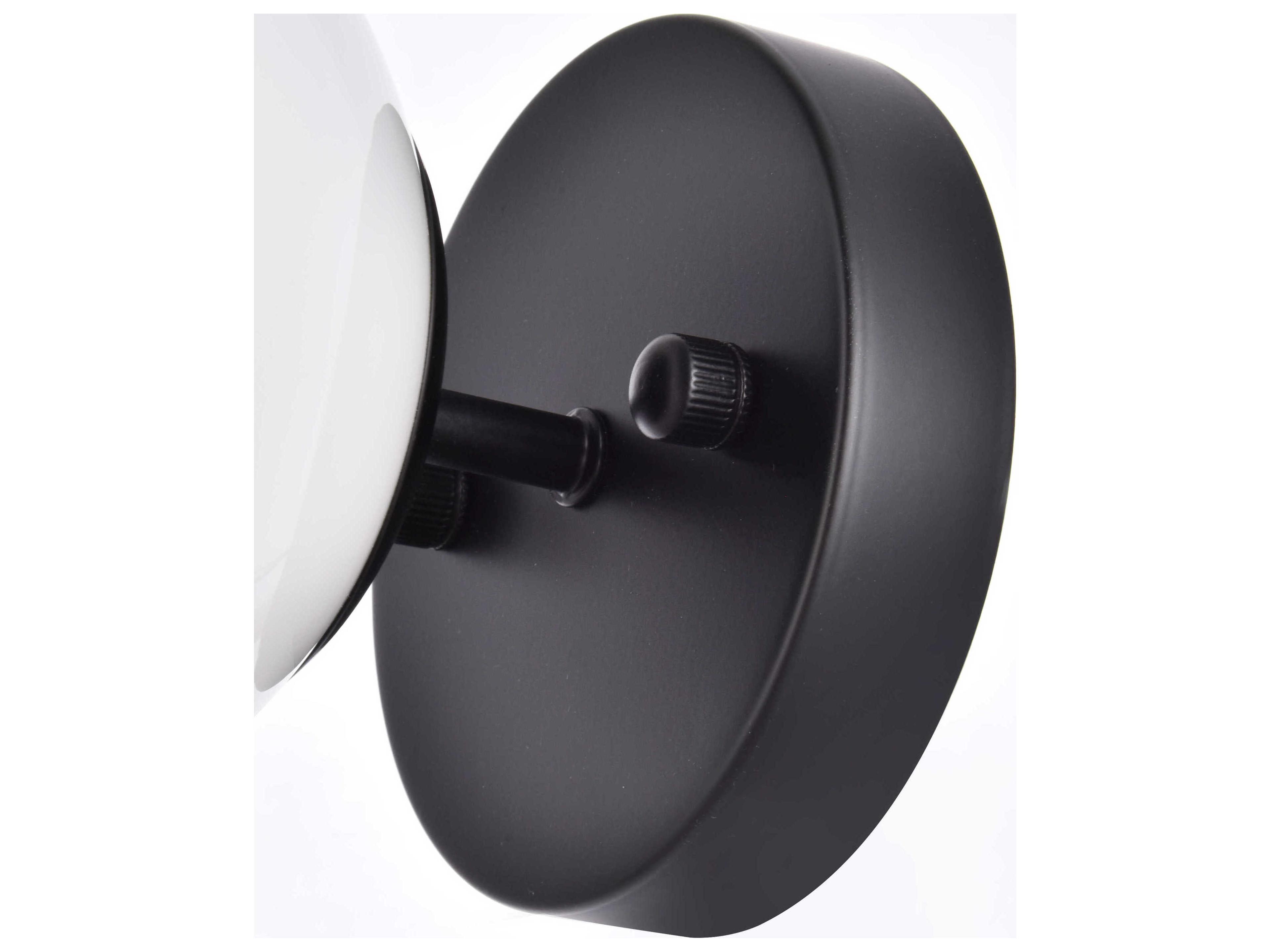 Elegant Lighting Mimi 1-Light Black And Frosted White Glass Wall Sconce