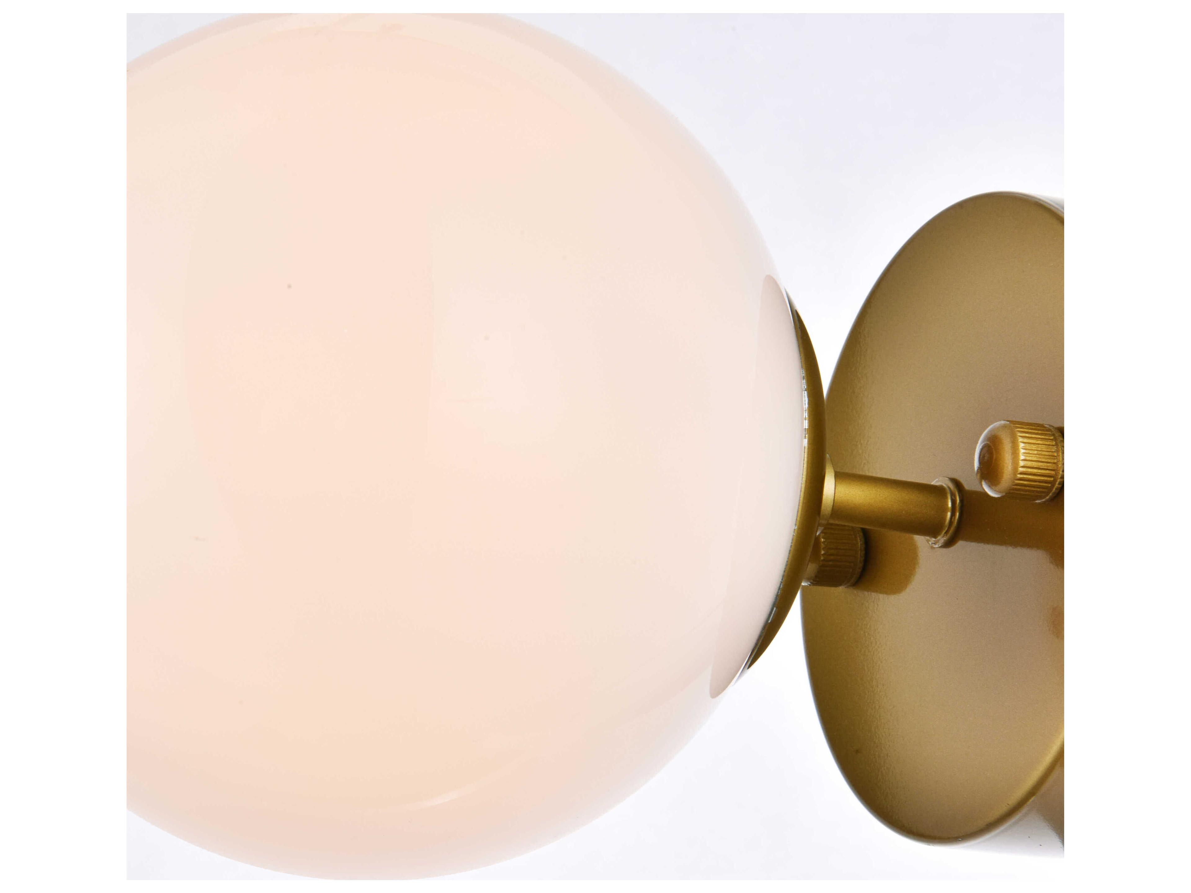Elegant Lighting Mimi 1-Light Brass And Frosted White Glass Wall Sconce