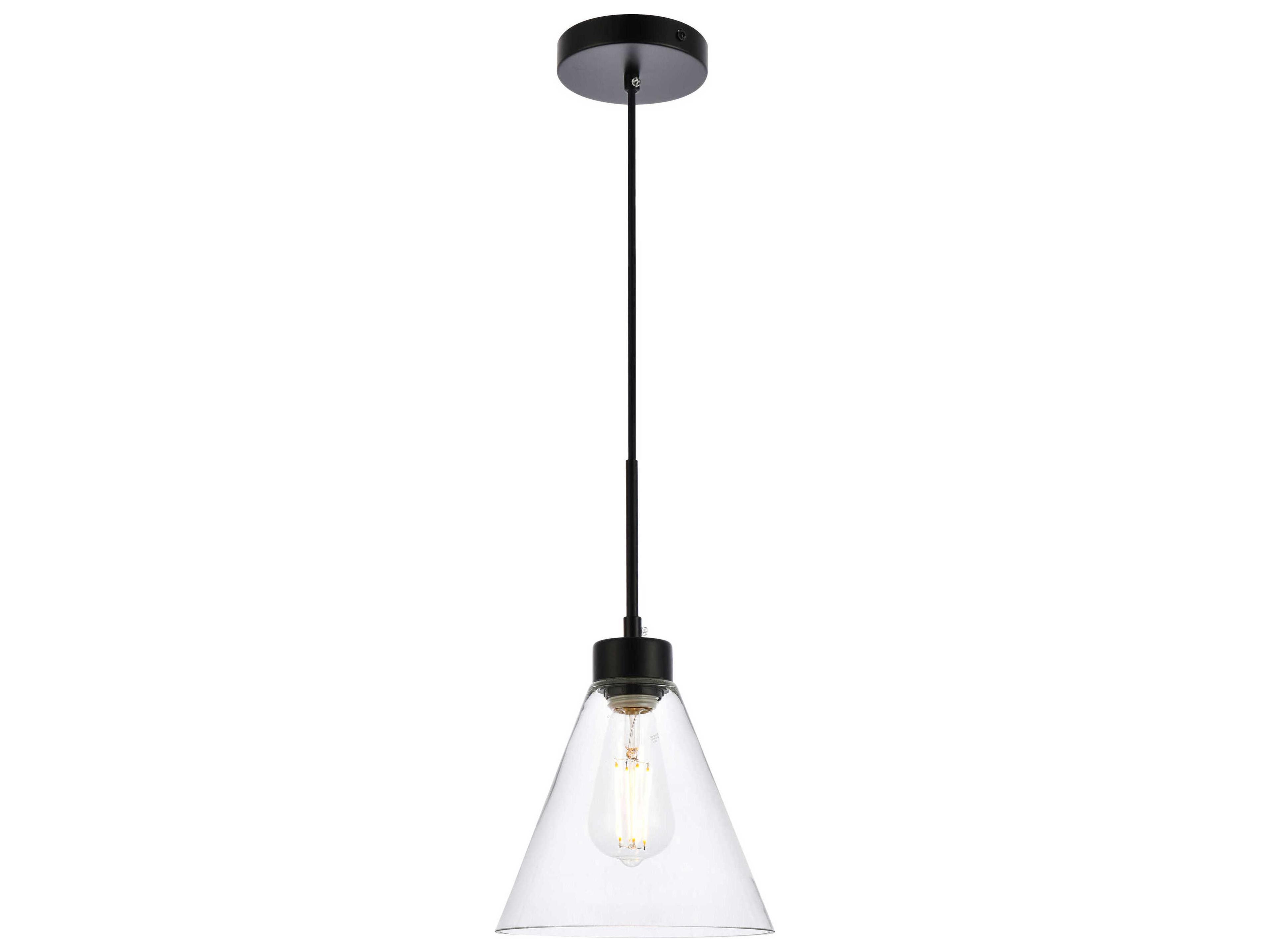 Mera 1-Light Black & Clear Glass Mini Pendant