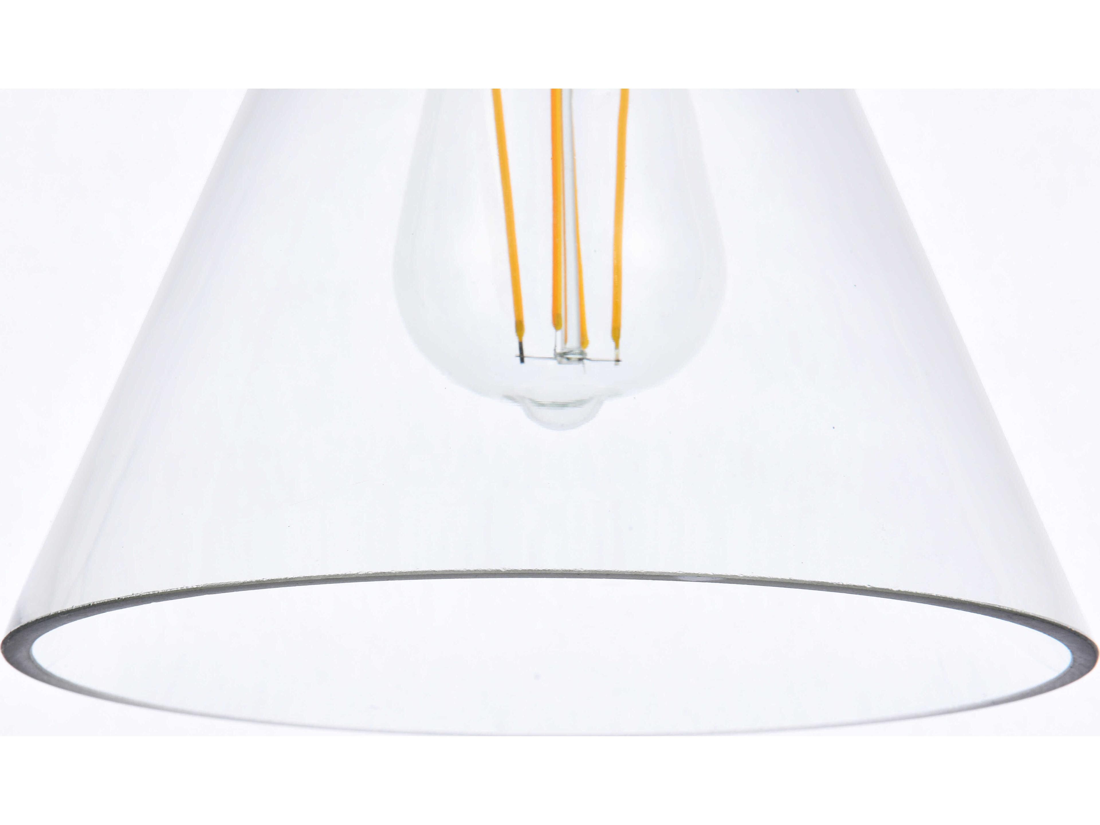 Elegant Lighting Mera 1-Light Black & Clear Glass Mini Pendant