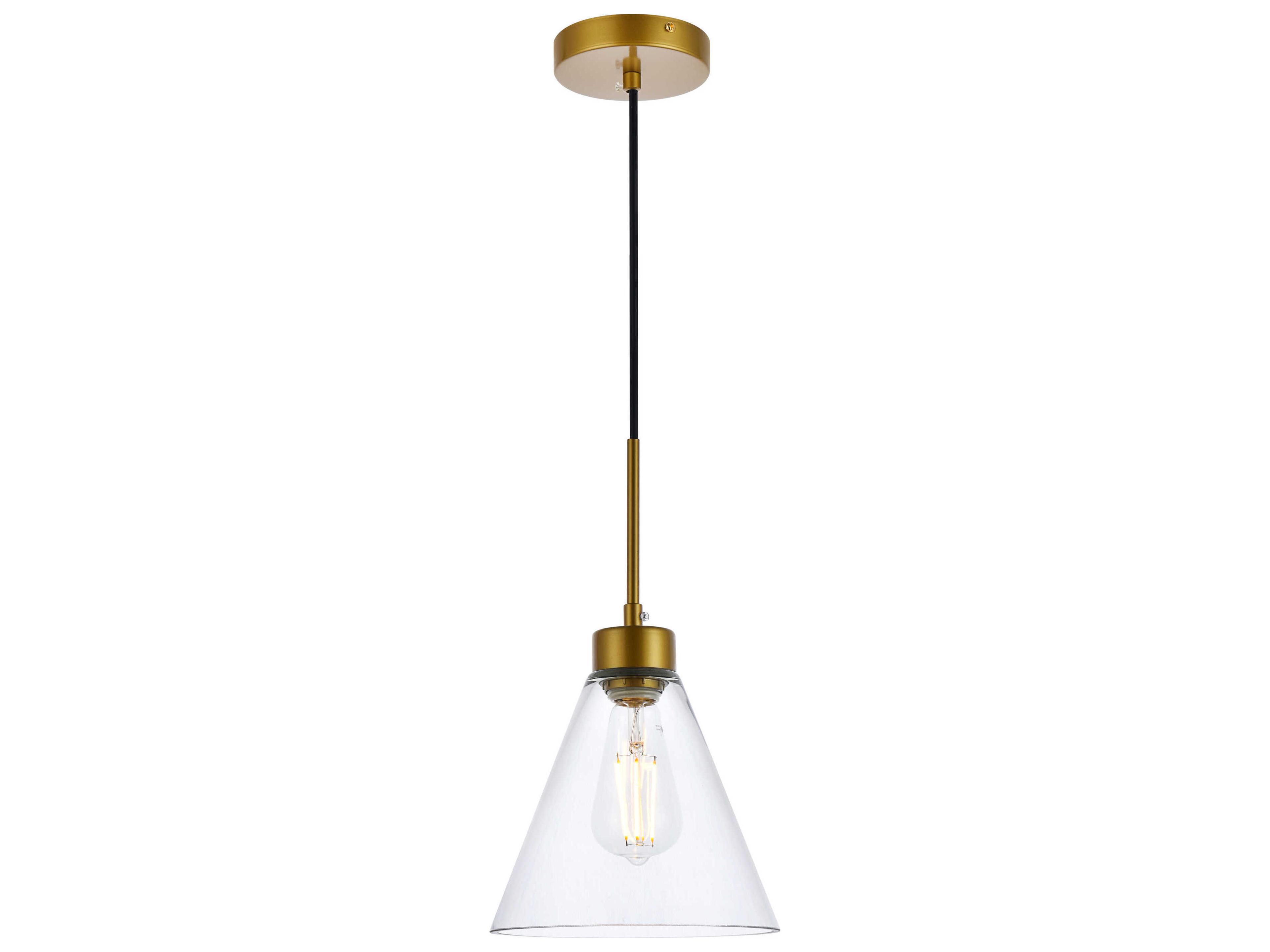 Elegant Lighting Mera 1-Light Brass & Clear Glass Mini Pendant