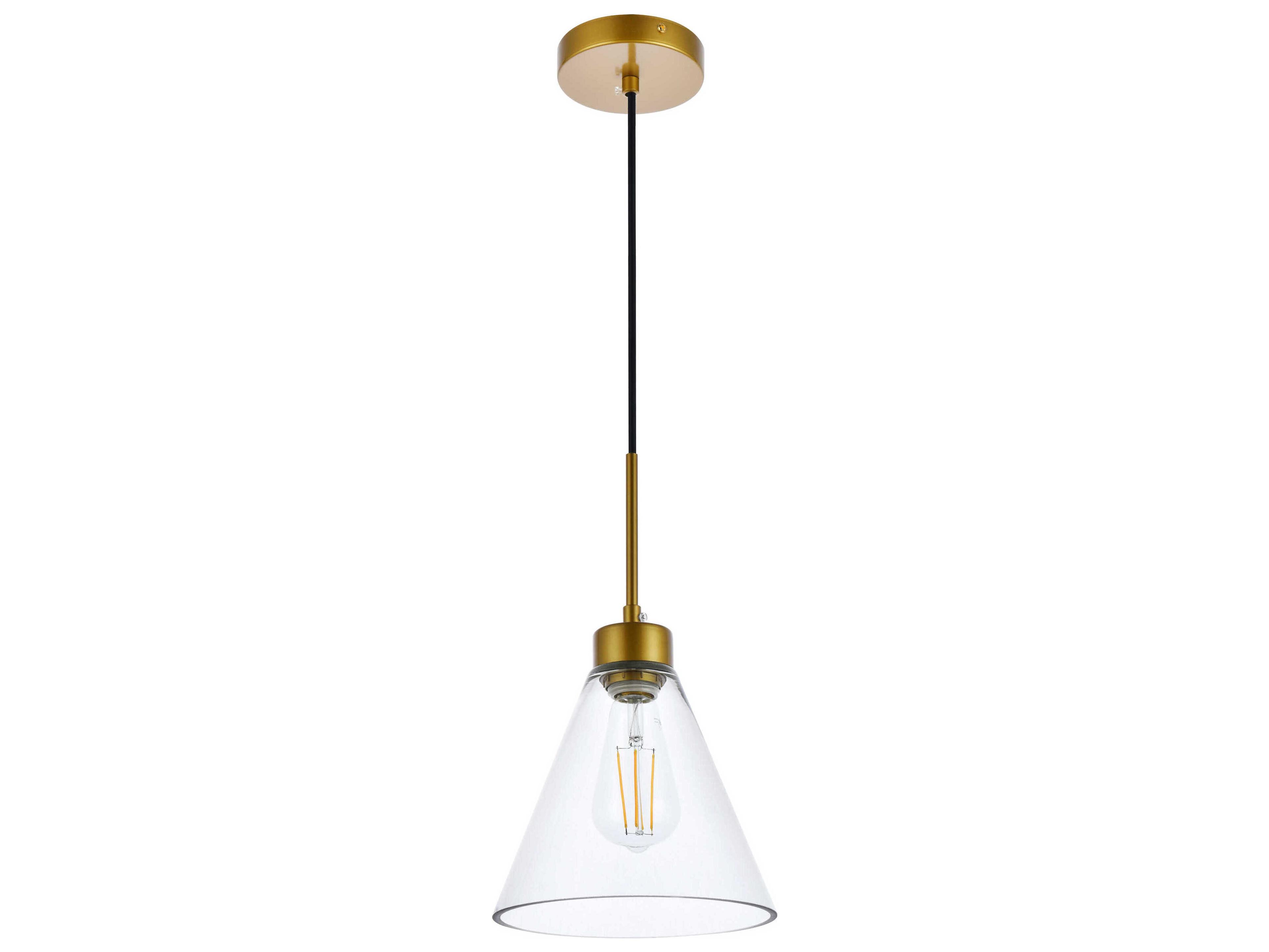 Elegant Lighting Mera 1-Light Brass & Clear Glass Mini Pendant