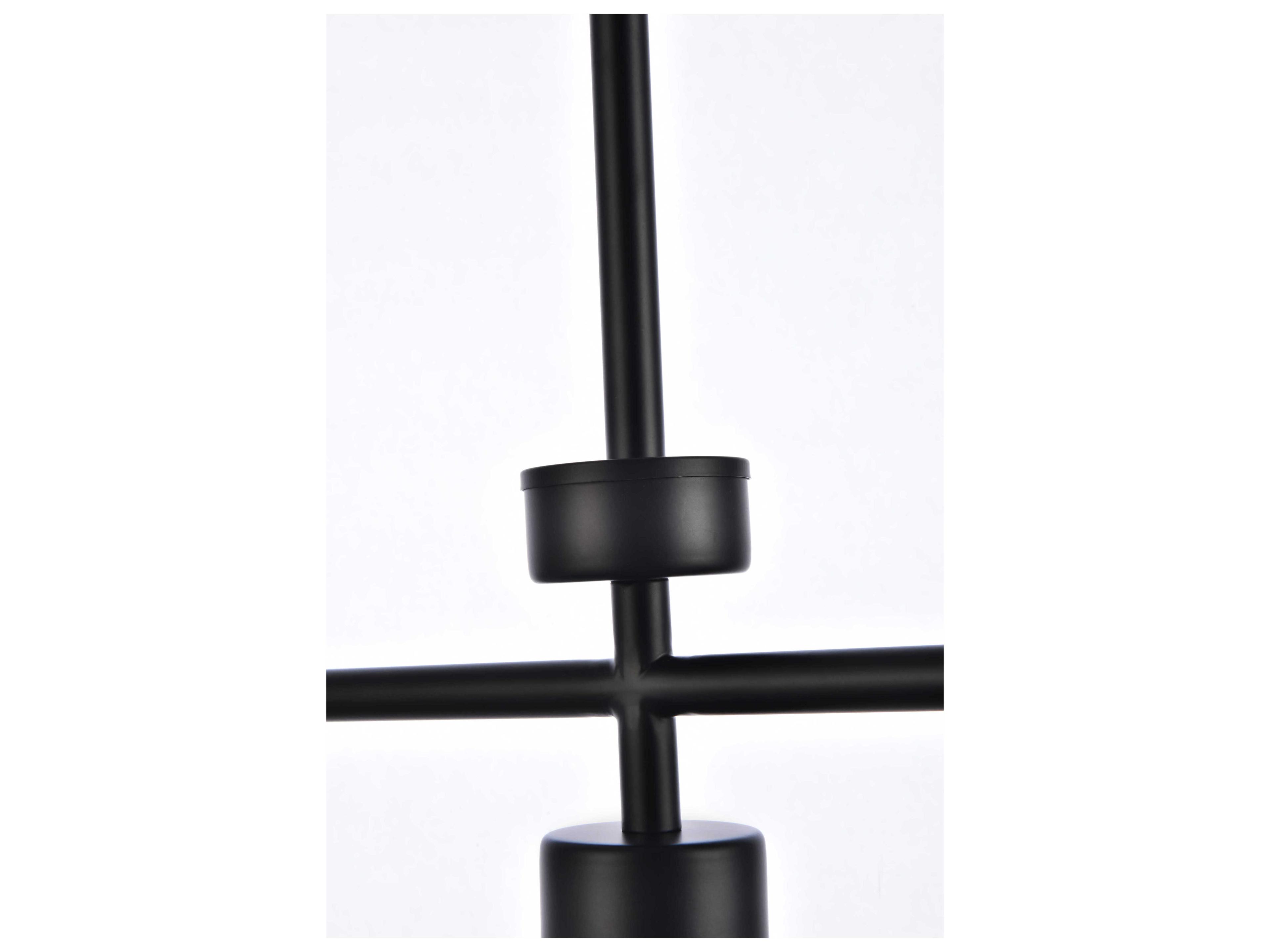 Elegant Lighting Mera 3-Light Black & Clear Glass Linear Island Pendant