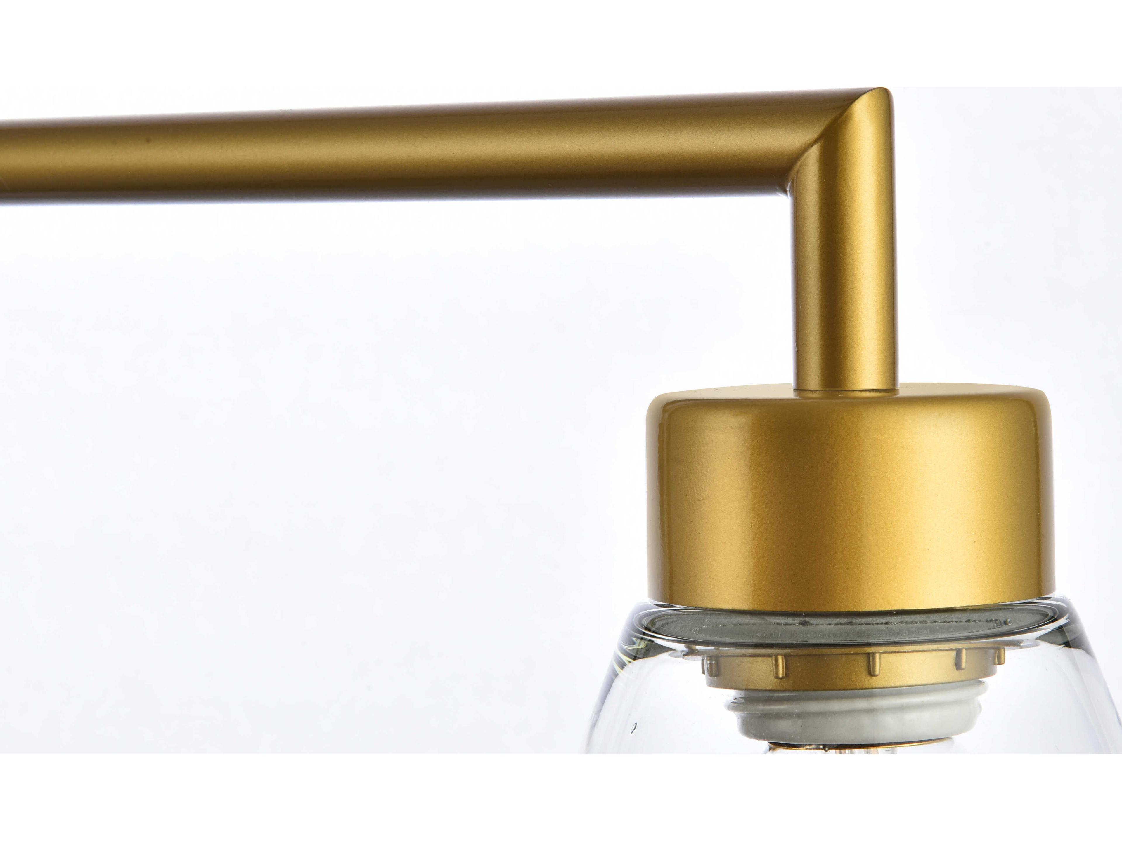 Elegant Lighting Mera 3-Light Brass & Clear Glass Linear Island Pendant