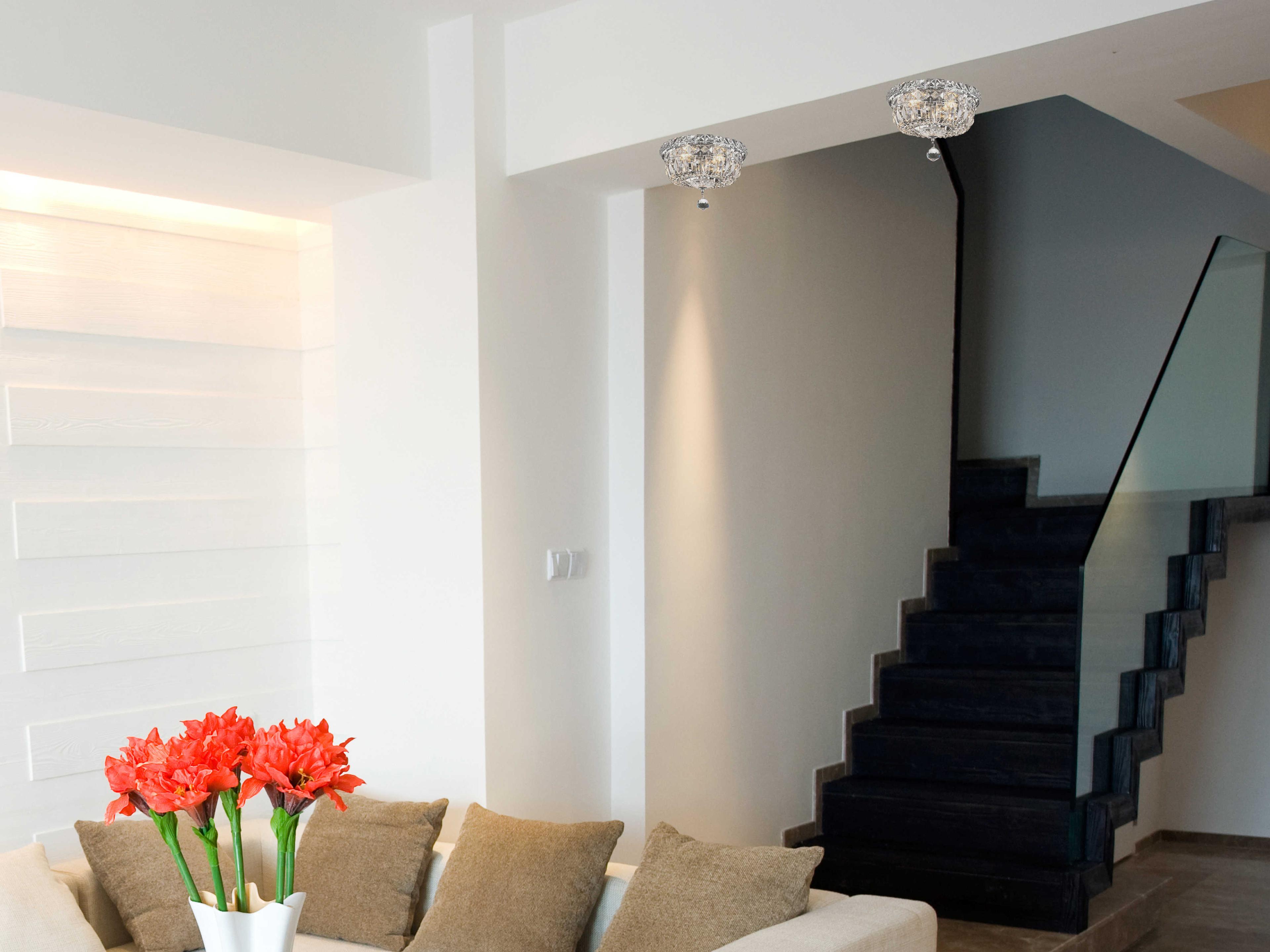 Elegant Lighting Wiley 4-Light Chrome Crystal Bowl Flush Mount