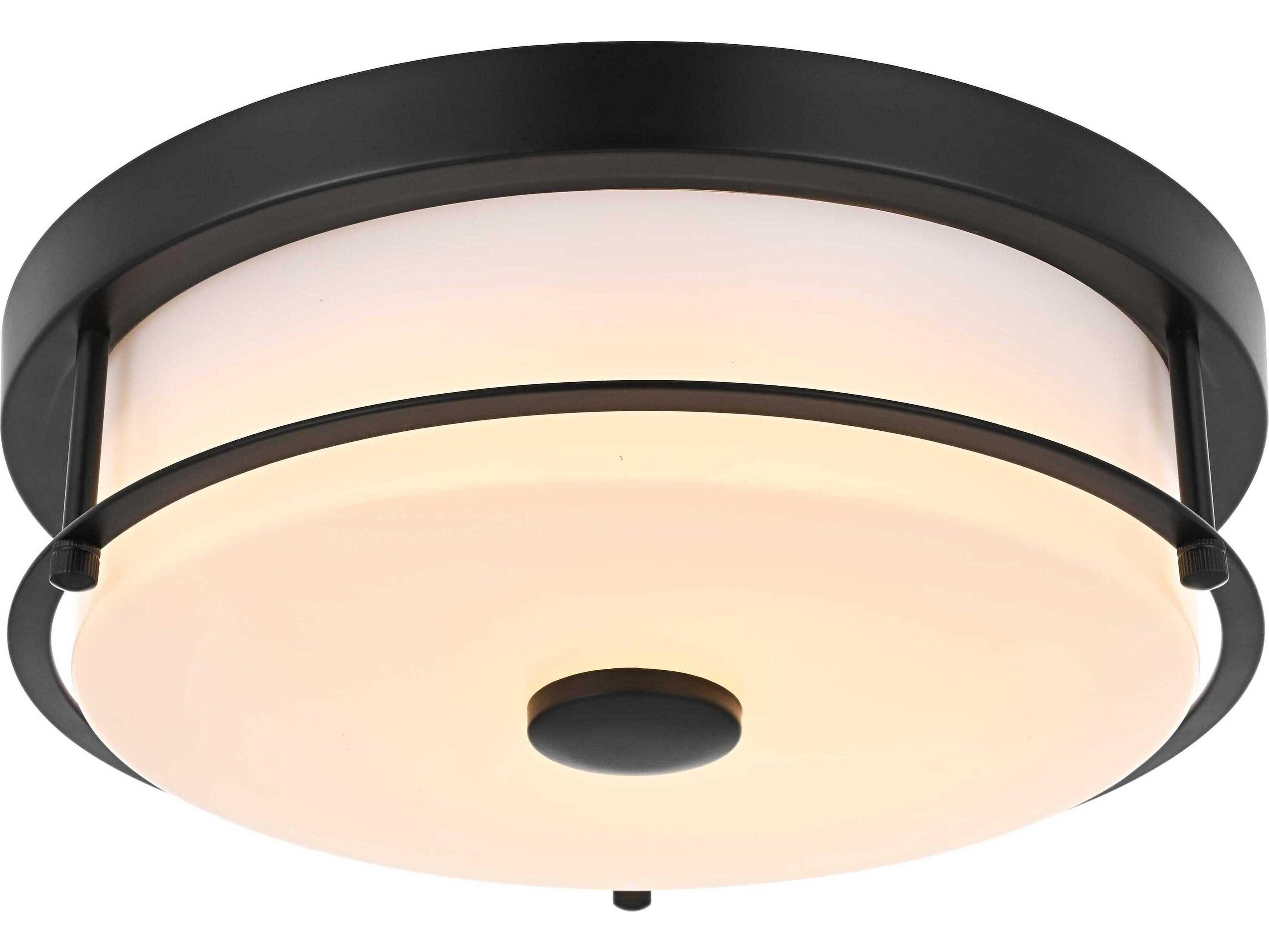 Elegant Lighting Kolson 1-Light Black Round Flush Mount