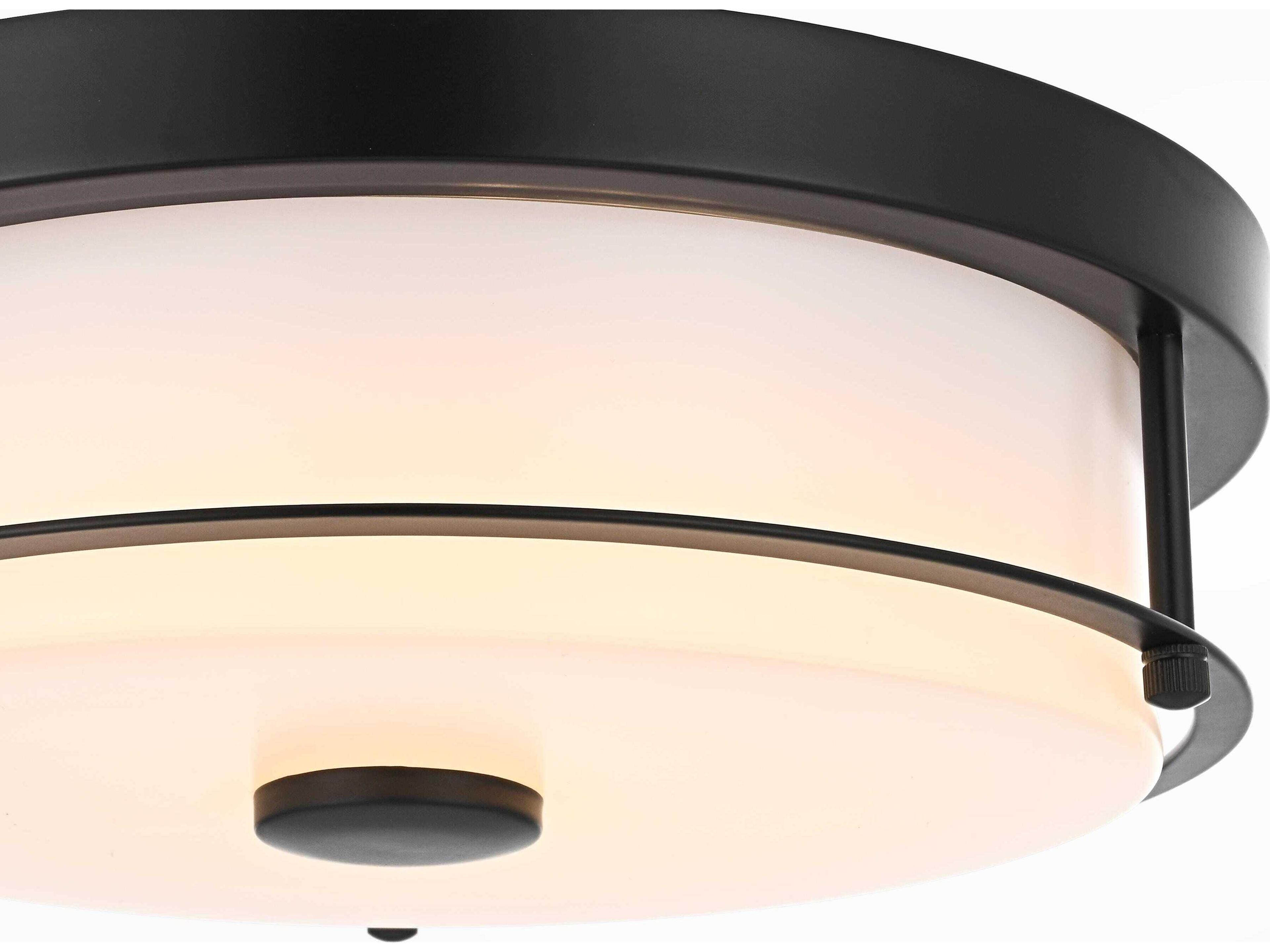 Elegant Lighting Kolson 1-Light Black Round Flush Mount