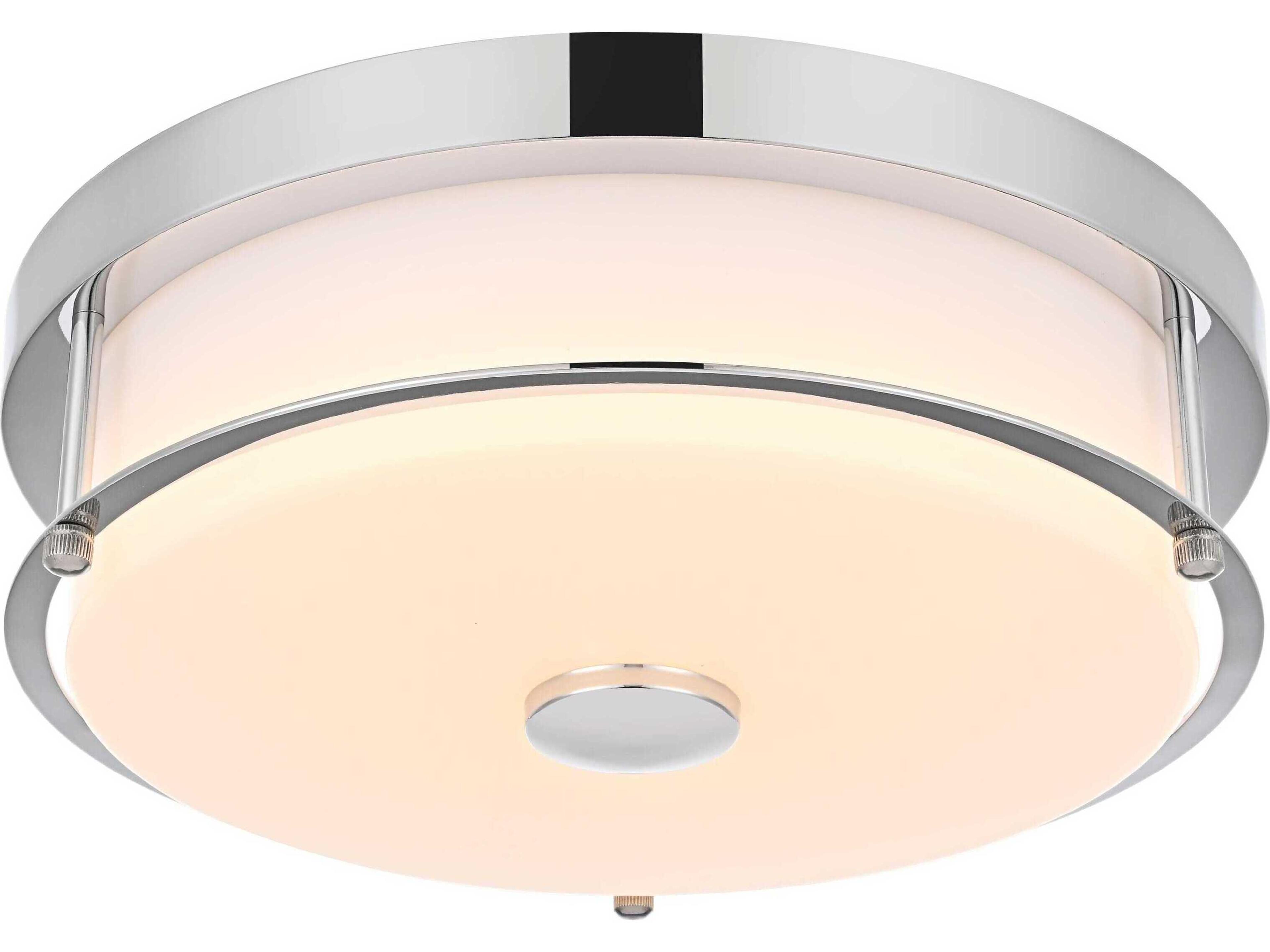 Elegant Lighting Kolson 1-Light Chrome Round Flush Mount