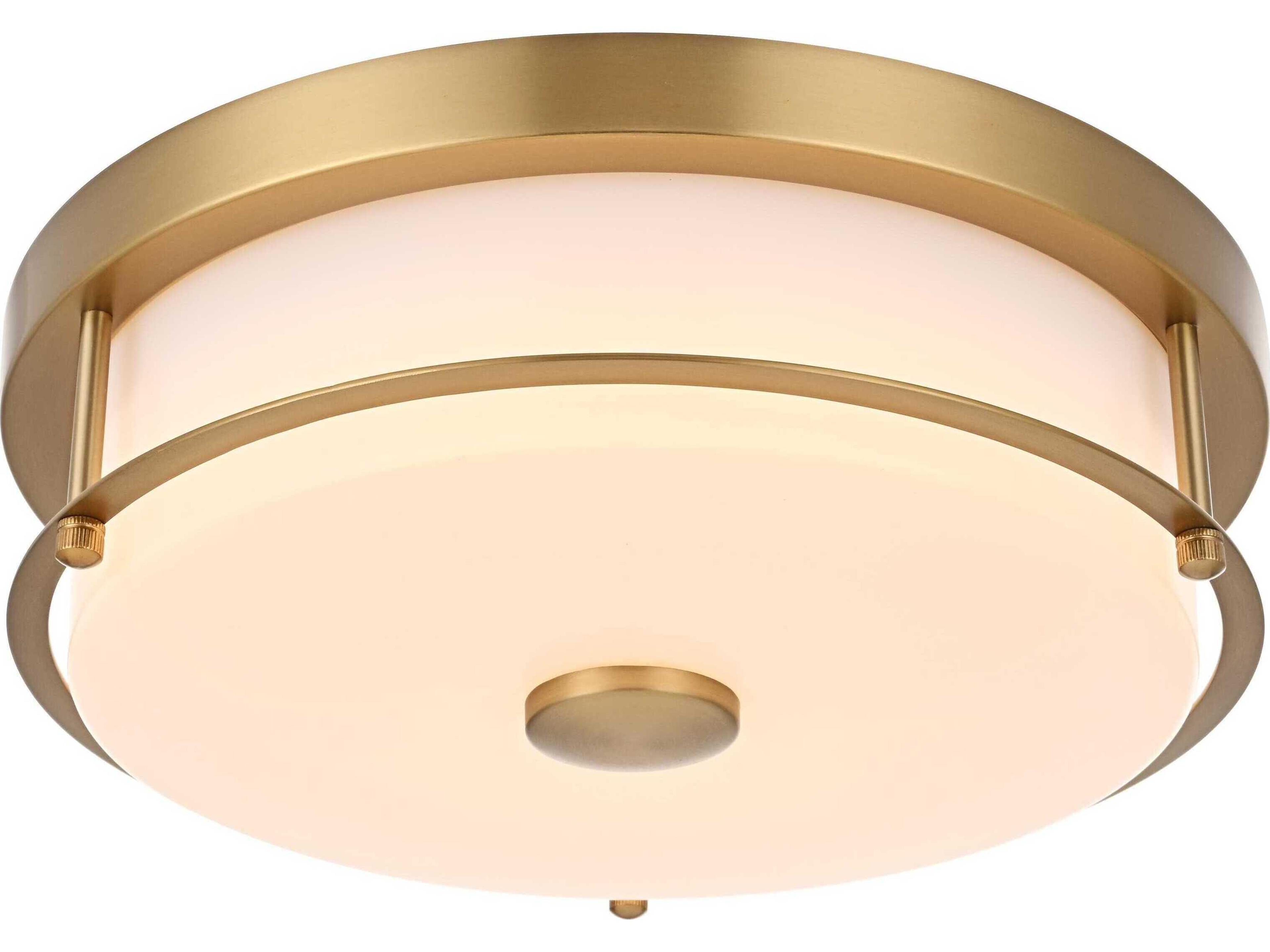 Elegant Lighting Kolson 1-Light Satin Gold Round Flush Mount