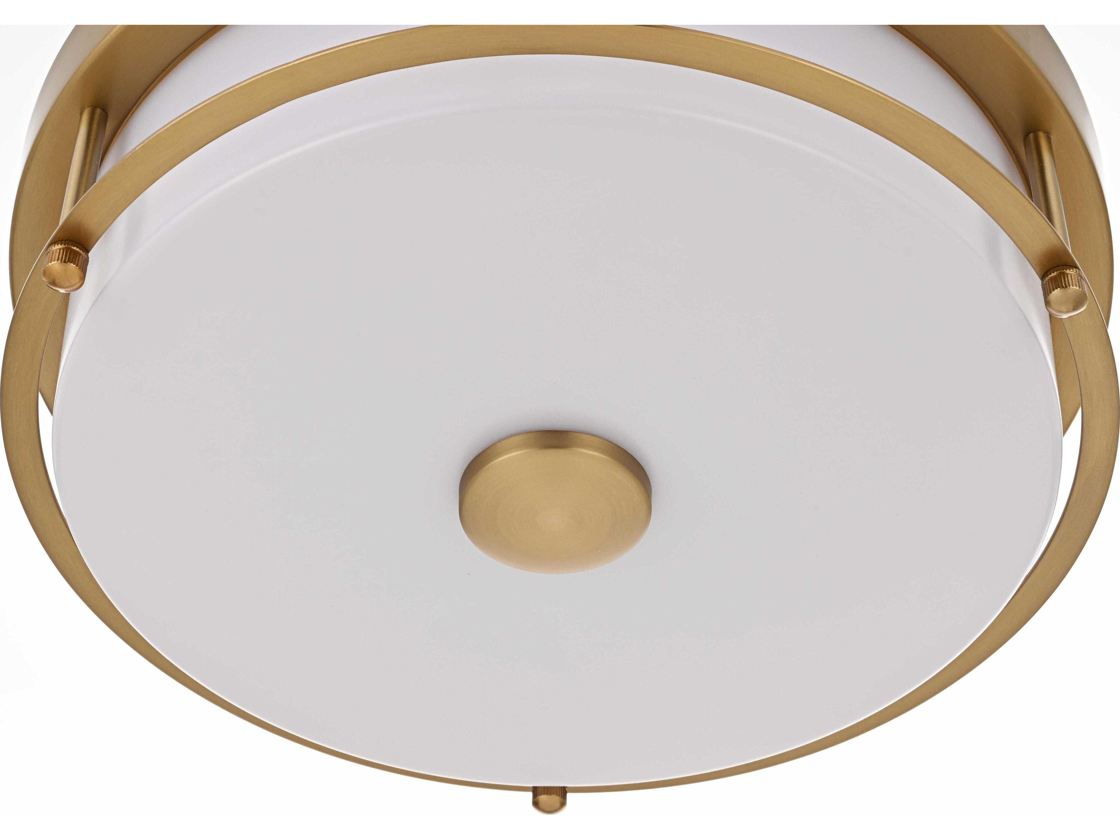 Elegant Lighting Kolson 1-Light Satin Gold Round Flush Mount