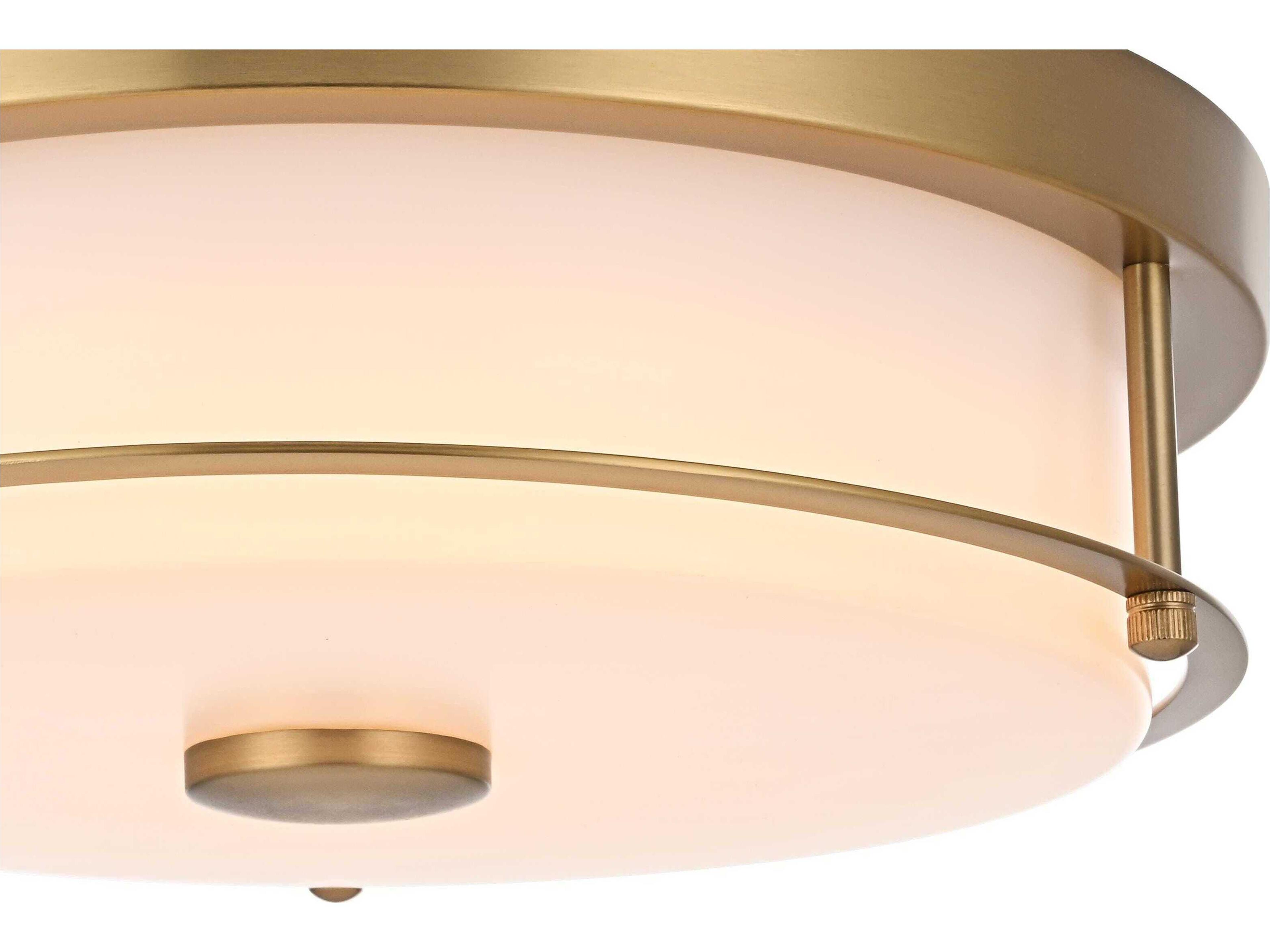 Elegant Lighting Kolson 1-Light Satin Gold Round Flush Mount