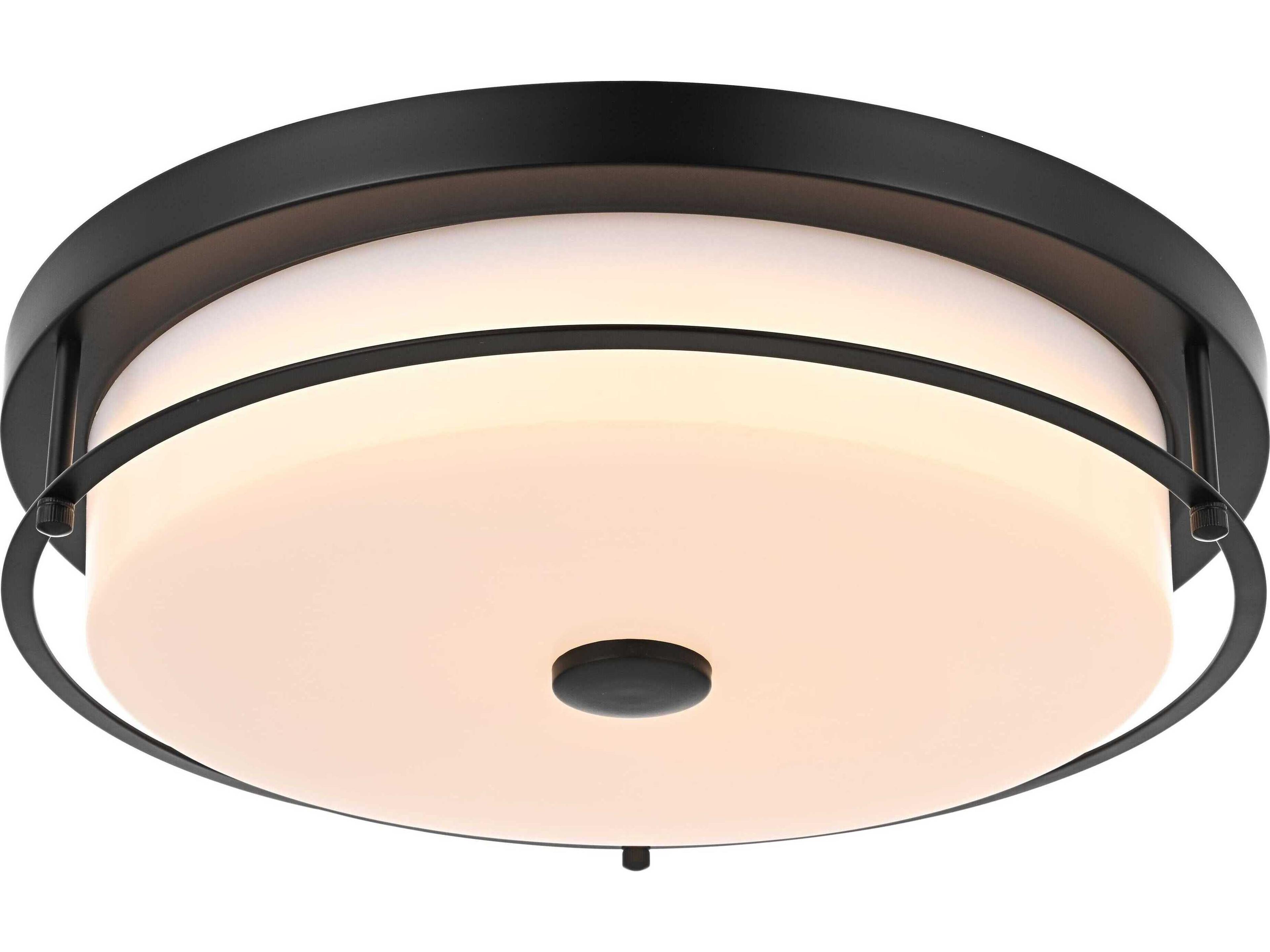 Elegant Lighting Kolson 1-Light Black Round Flush Mount