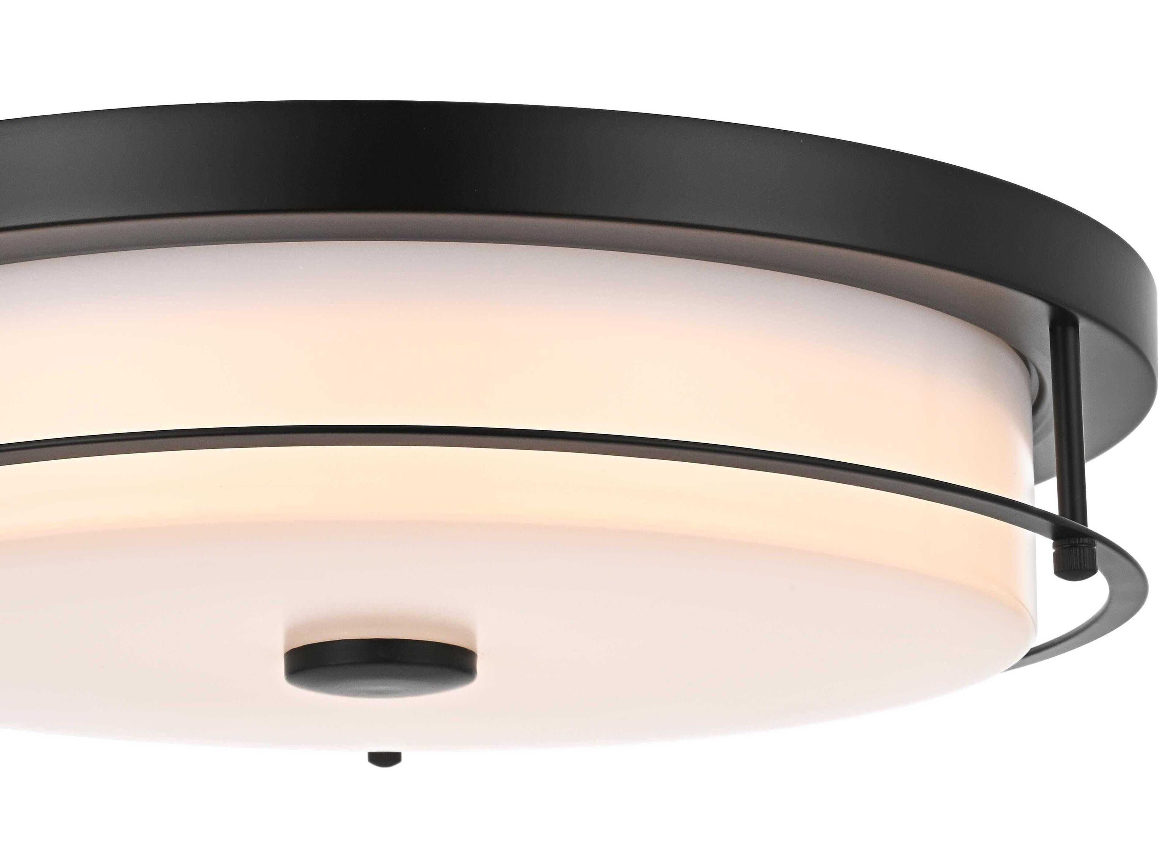 Elegant Lighting Kolson 1-Light Black Round Flush Mount