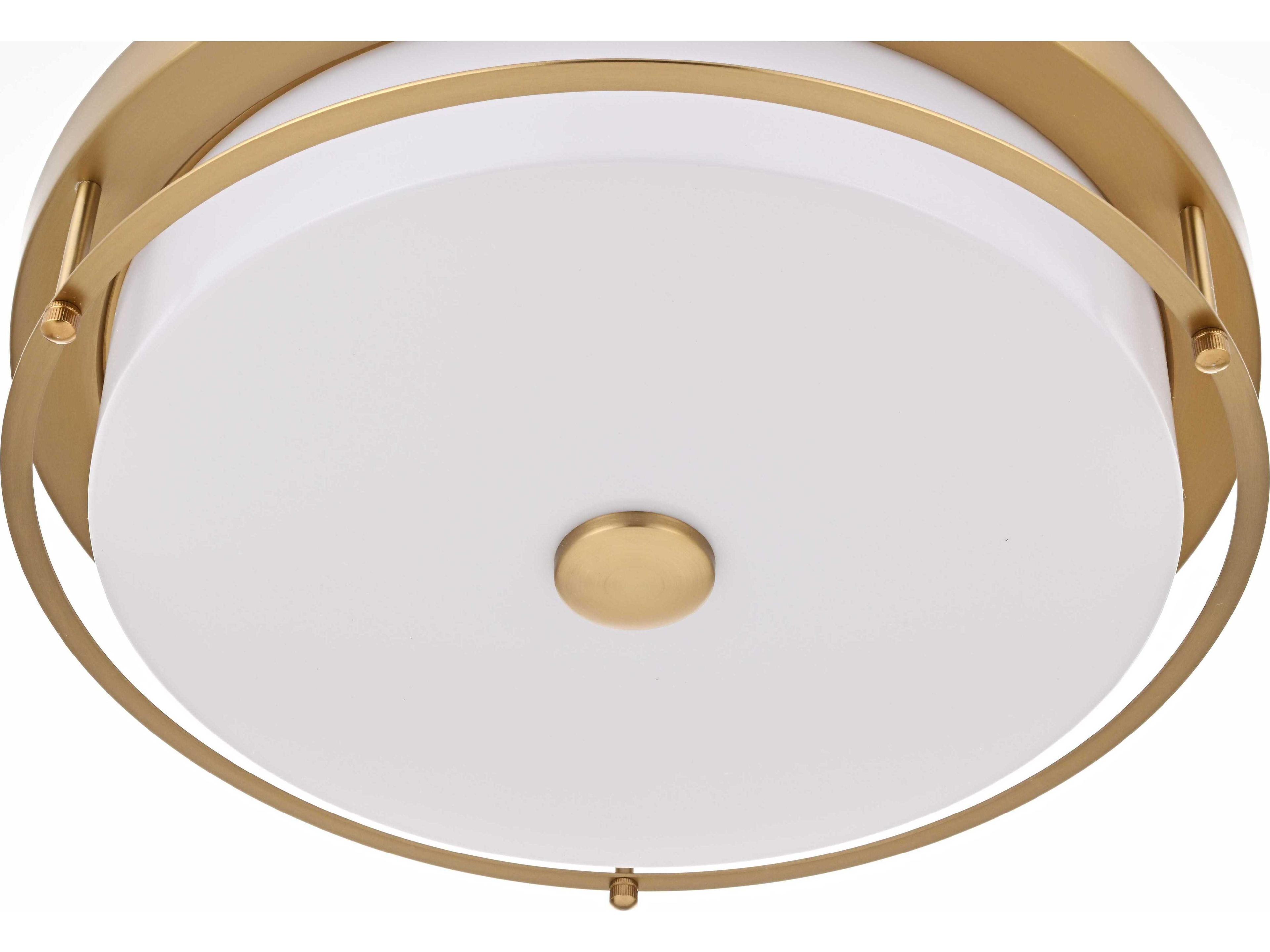 Elegant Lighting Kolson 1-Light Satin Gold Round Flush Mount