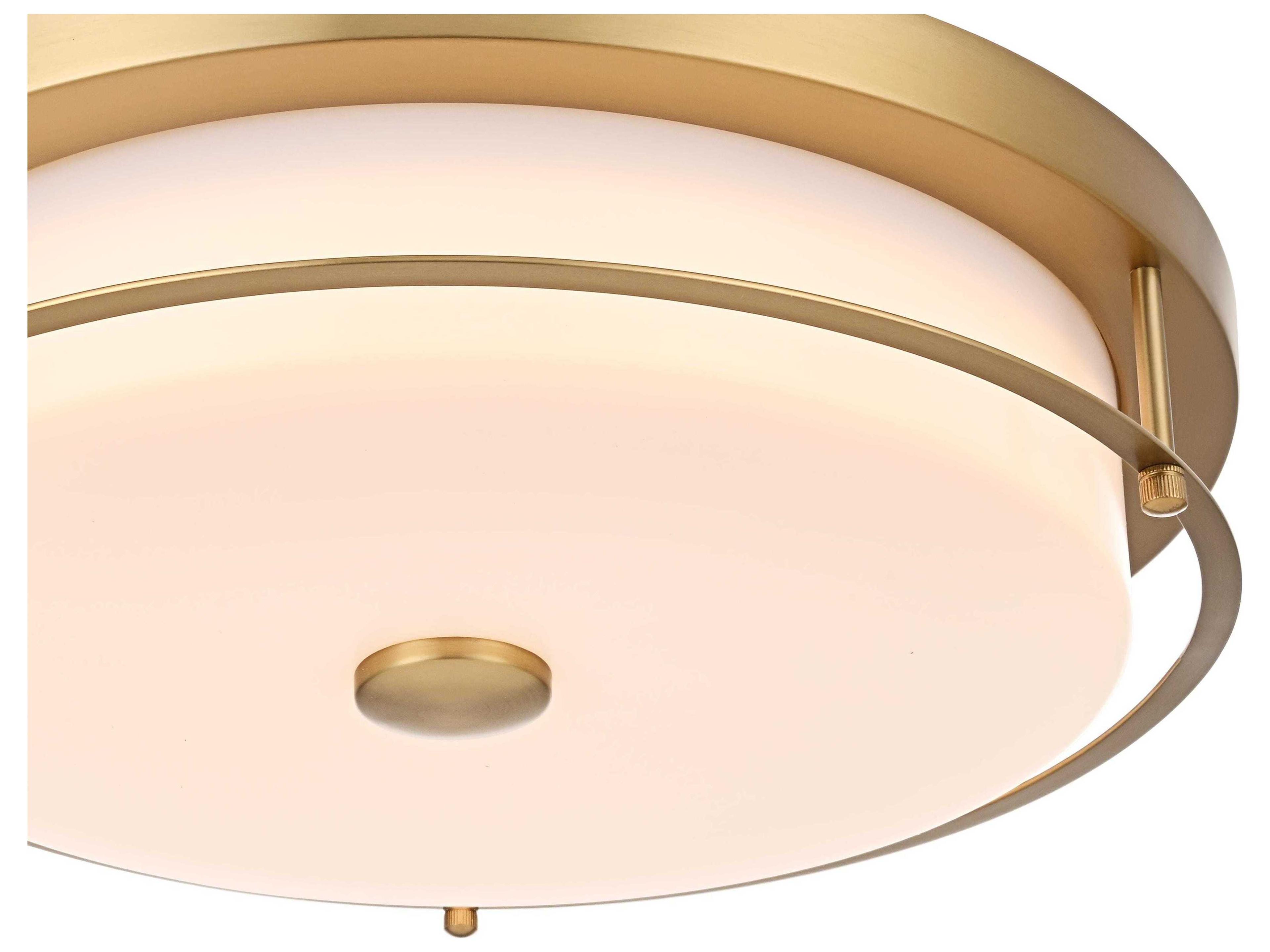 Elegant Lighting Kolson 1-Light Satin Gold Round Flush Mount