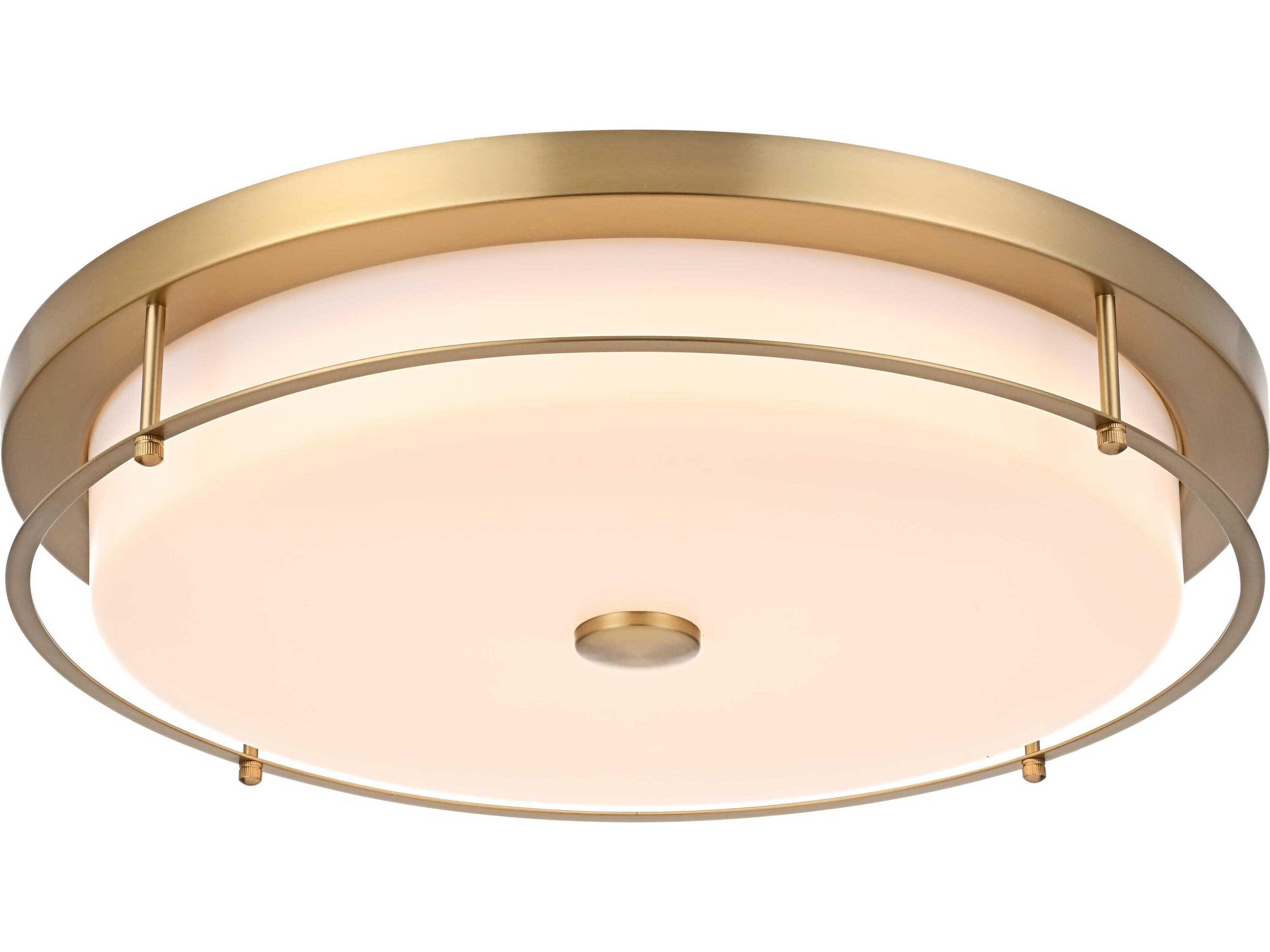 Elegant Lighting Kolson 1-Light Satin Gold Round Flush Mount