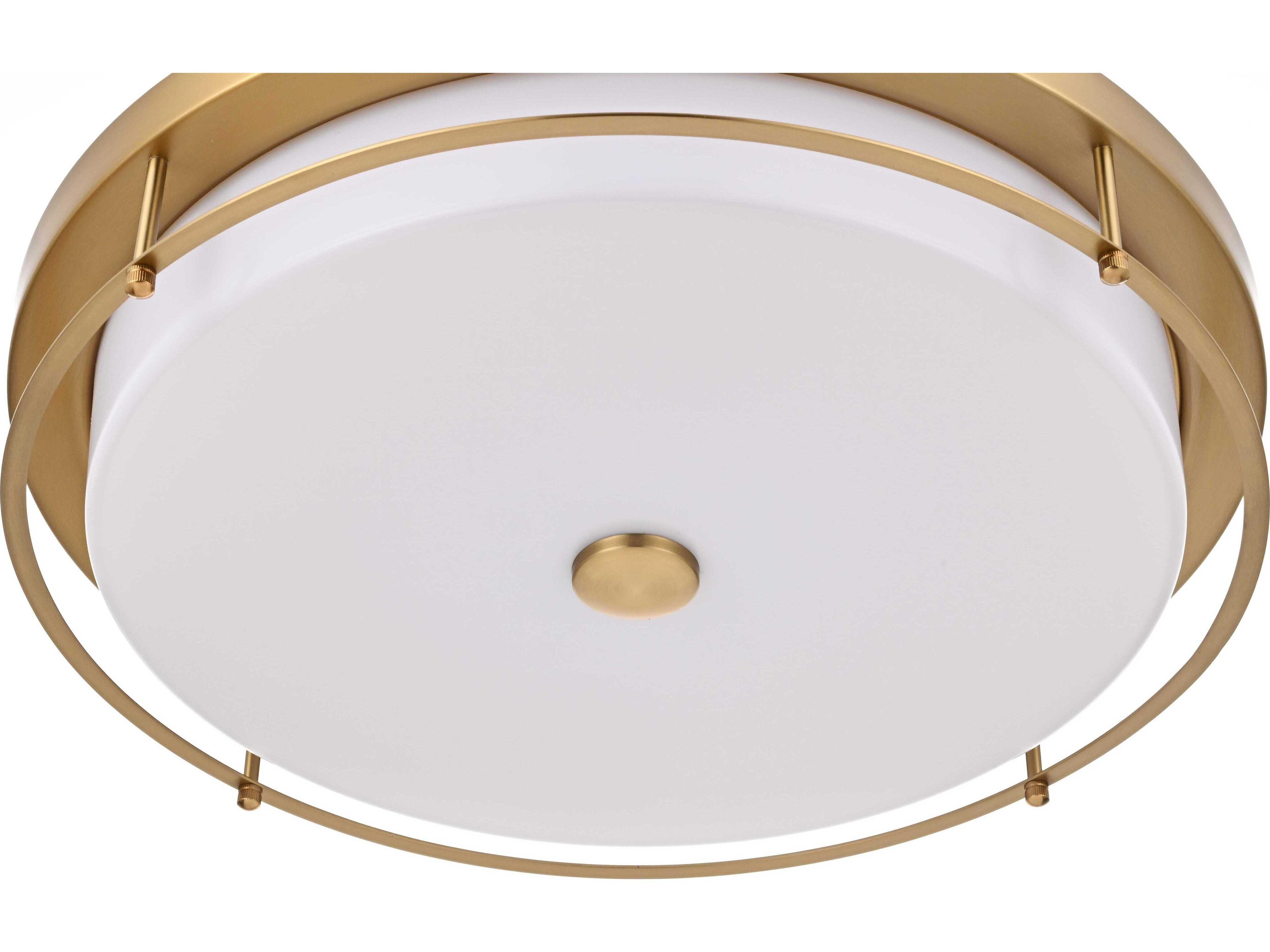 Elegant Lighting Kolson 1-Light Satin Gold Round Flush Mount