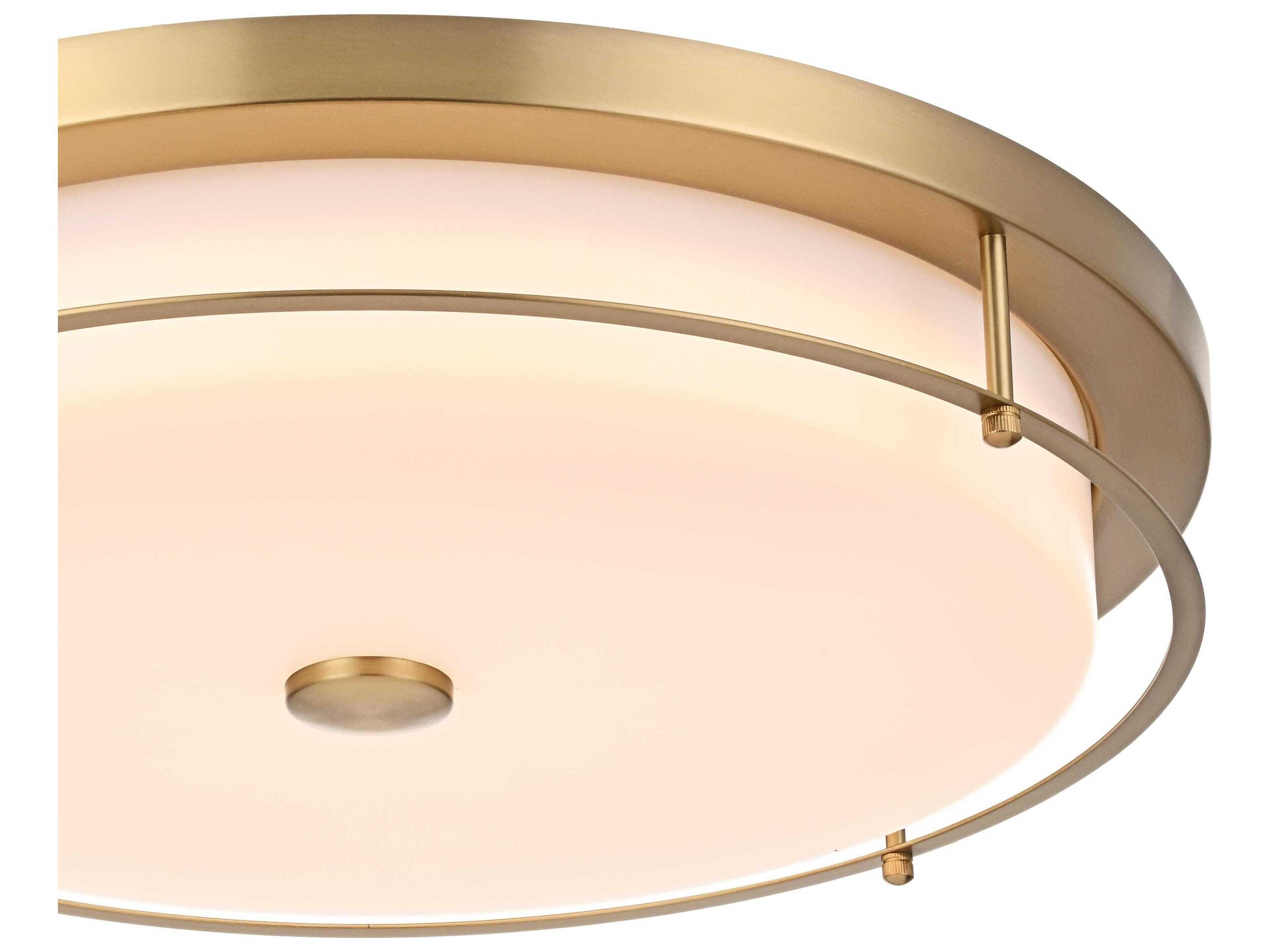 Elegant Lighting Kolson 1-Light Satin Gold Round Flush Mount