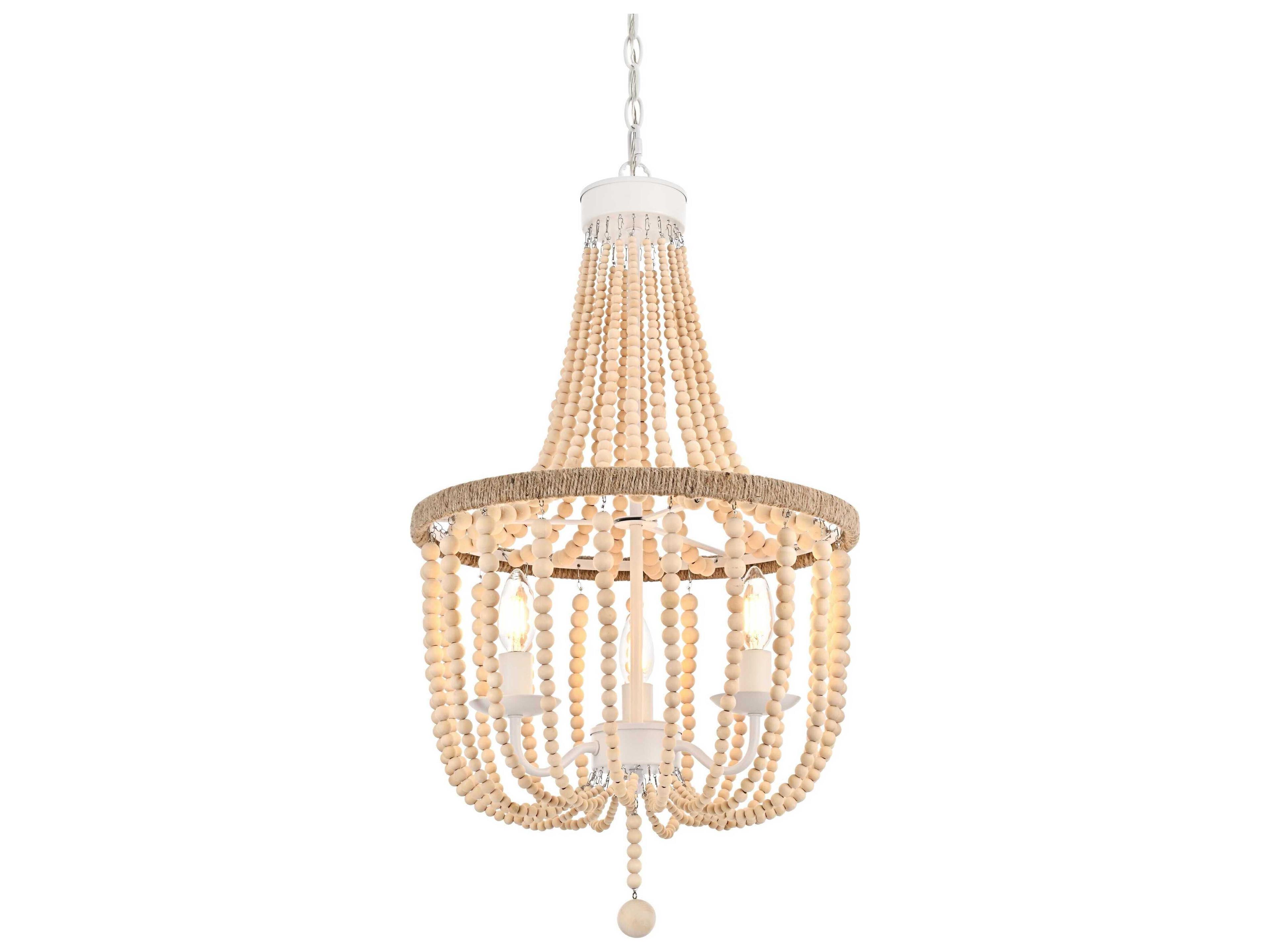 Elegant Lighting Jolie 3-Light Beige Off White Empire Pendant